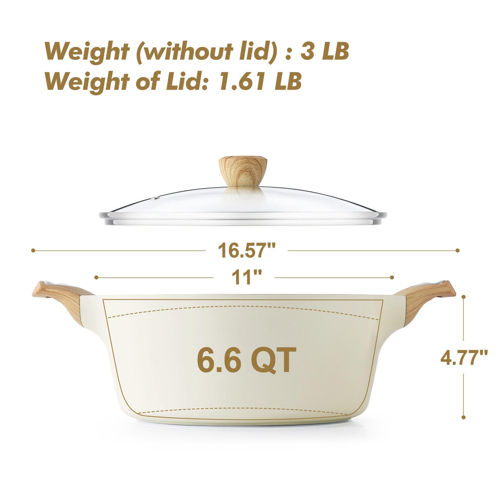 SENSARTE Nonstick Stock Pot with Lid, 2.6/4.5/6.6 QT Soup Pot Casserole Pot, Healthy Pasta Pot, Large Deep Cooking Pot, Big Sauce Pot Stew Pot, Induction Compatible, PFOA PFOS APEO Free, Black