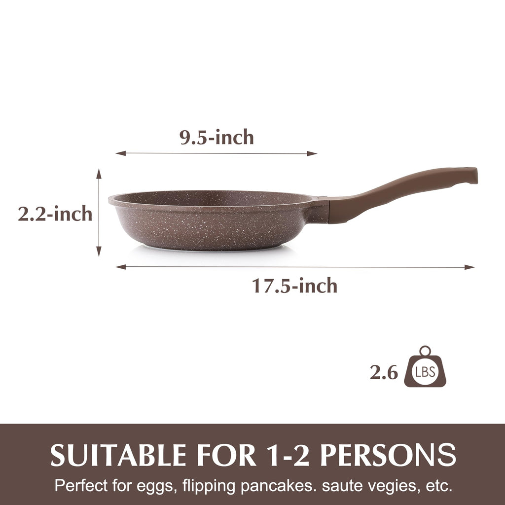 SENSARTE Nonstick Frying Pan Skillet, Swiss Granite Coating Omelette Pan, Healthy Stone Cookware Chef's Pan, PFOA Free (8/9.5/10/11/12.5 Inch) (10 Inch)