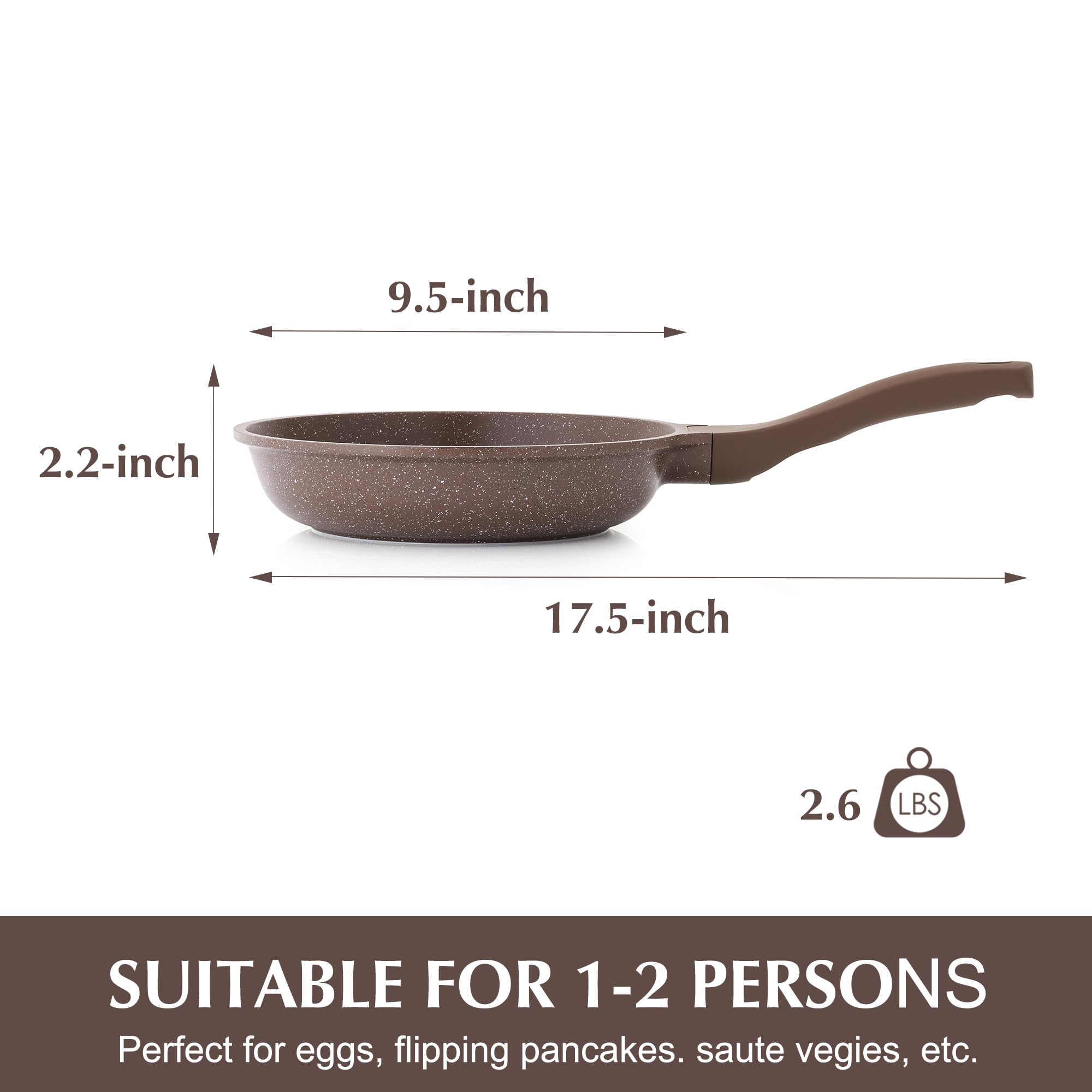 SENSARTE Nonstick Frying Pan Skillet, Swiss Granite Coating Omelette Pan, Healthy Stone Cookware Chef's Pan, PFOA Free (8/9.5/10/11/12.5 Inch) (10 Inch)