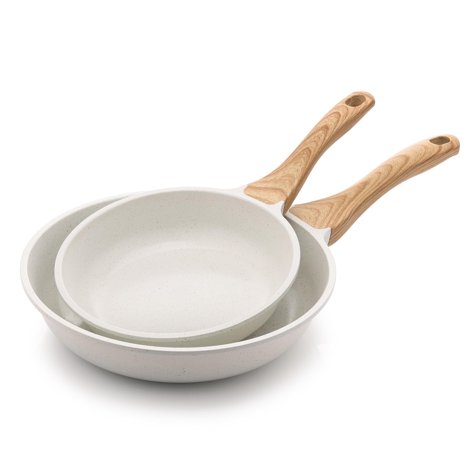 SENSARTE Nonstick Frying Pan Skillets, Swiss Granite Coating Omelette Pans, Healthy Cookware Chef's Pan, Free of Intentionally Added PFOA (8+11Inch with Lid)