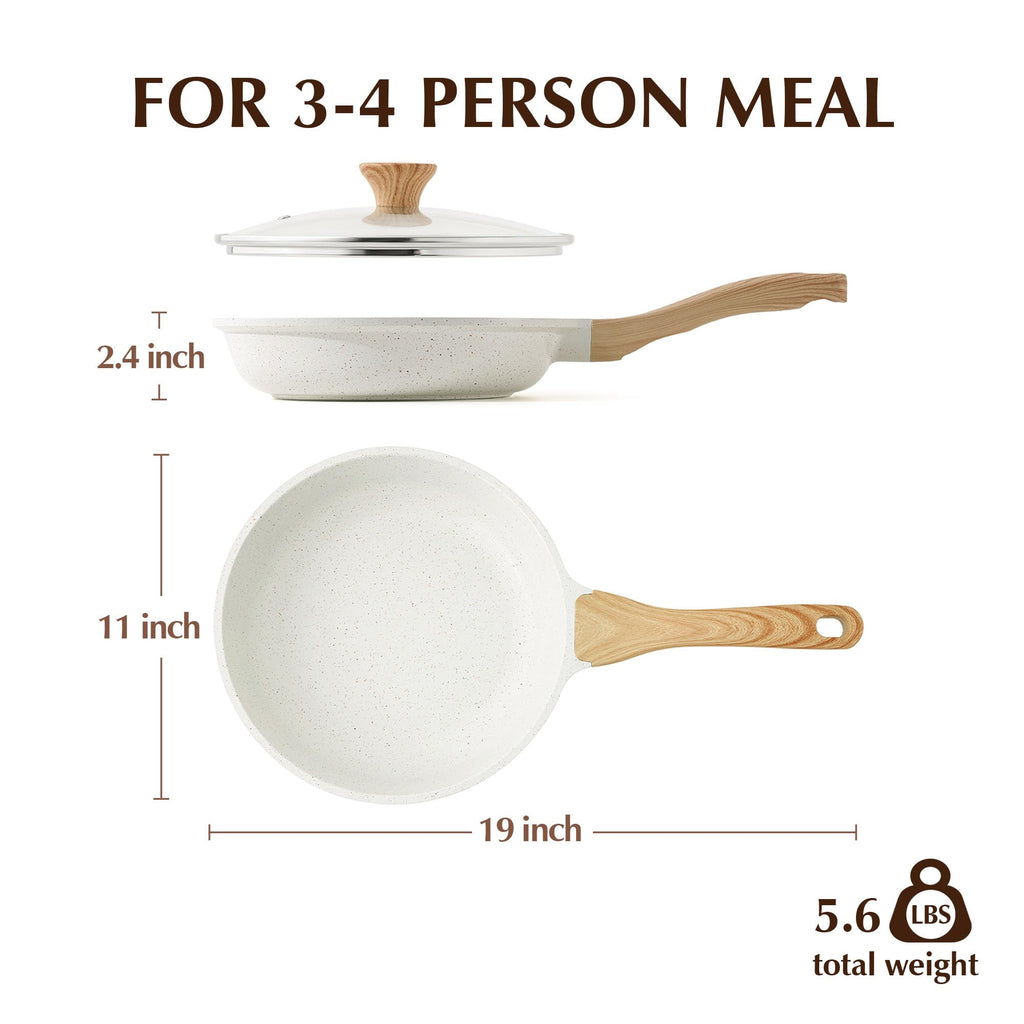 SENSARTE Nonstick Ceramic Frying Pan Skillet with Lid, 11 Inch Omelet Pan, Healthy Non Toxic Chefs Pan, Induction Compatible Egg Pan with Heat Resistant Handle, Free of Intentionally Added PFAS/PTFE