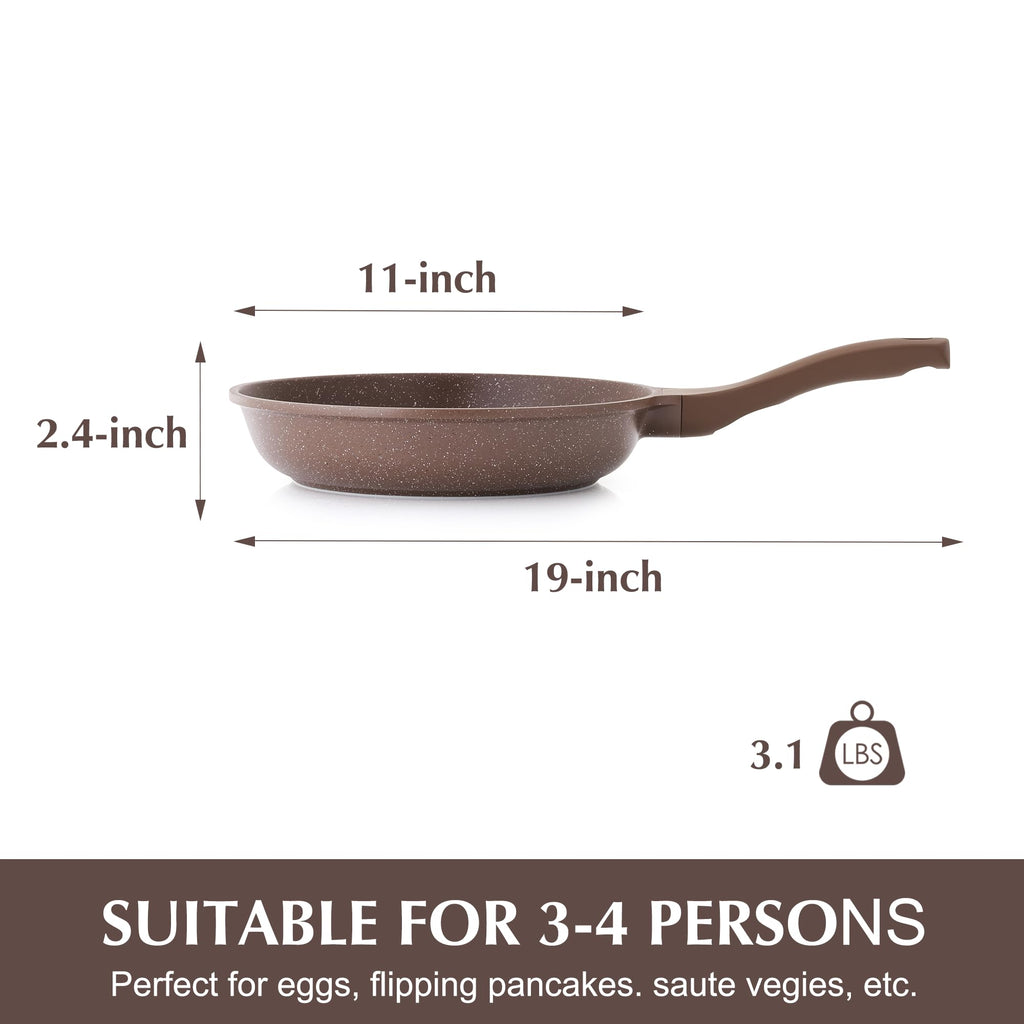 SENSARTE Nonstick Frying Pan Skillet, Swiss Granite Coating Omelette Pan, Healthy Stone Cookware Chef's Pan, PFOA Free (8/9.5/10/11/12.5 Inch) (10 Inch)
