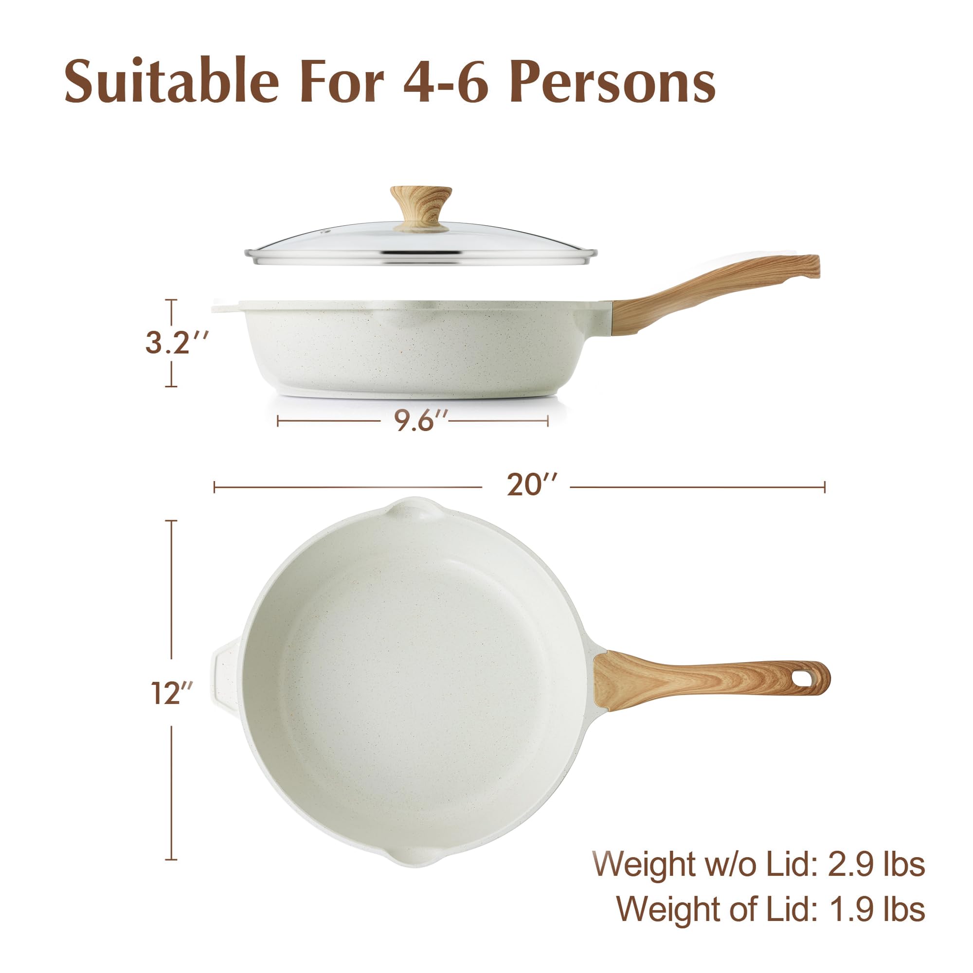 SENSARTE Nonstick Ceramic Sauté Pan 11-Inch/4.3QT, Non-toxic Deep Frying Pan Skillet with Lid, Healthy Jumbo Cooker, Stay Cool Handle, Induction Compatible, PFOA & PFAS Free