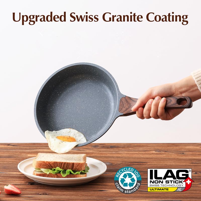 SENSARTE Nonstick Ceramic Frying Pan Skillet with Lid, 11 Inch Omelet Pan, Healthy Non Toxic Chefs Pan, Induction Compatible Egg Pan with Heat Resistant Handle, Free of Intentionally Added PFAS/PTFE