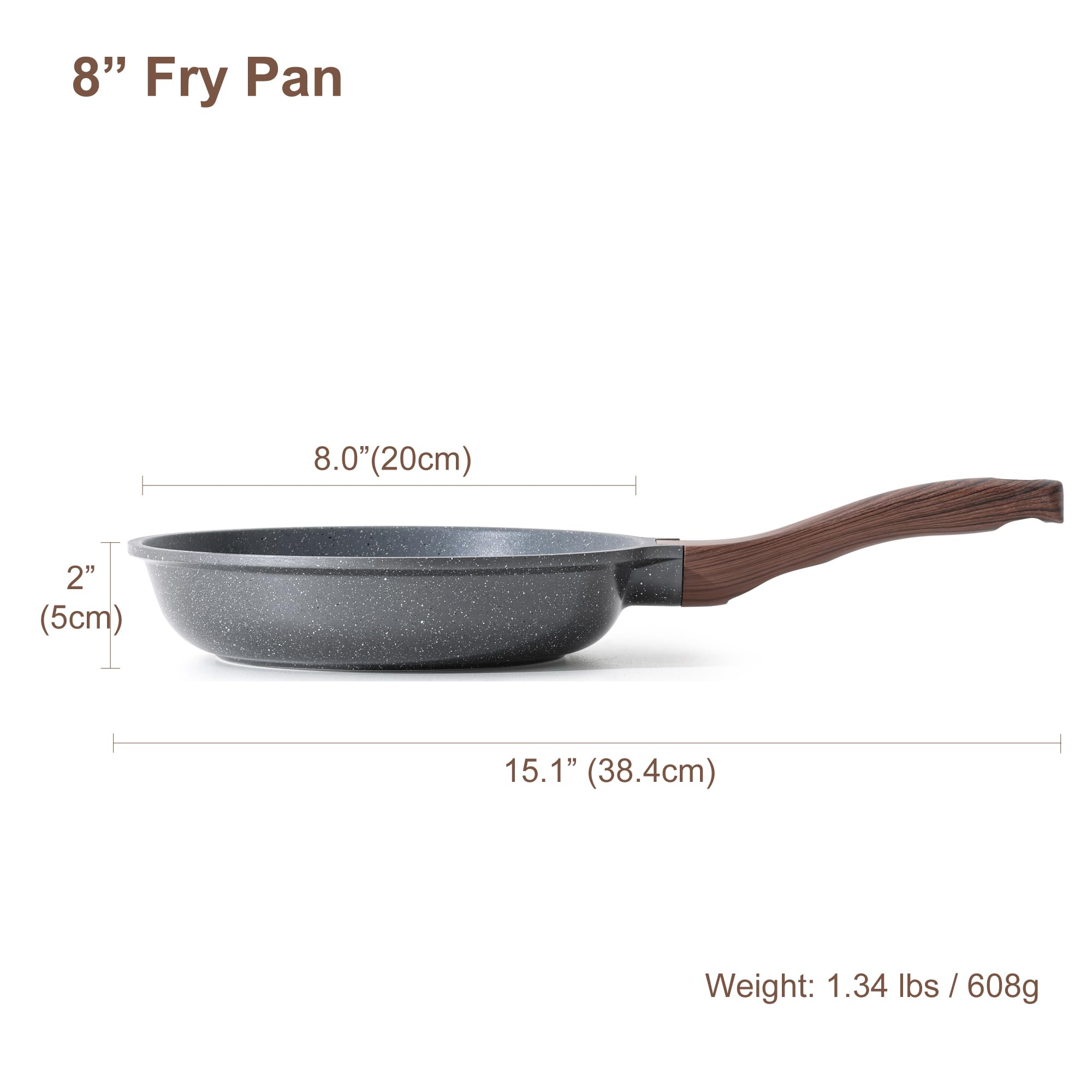 SENSARTE Nonstick Frying Pan Skillet, Swiss Granite Coating Omelette Pan, Healthy Stone Cookware Chef's Pan, PFOA Free (8/9.5/10/11/12.5 Inch) (10 Inch)