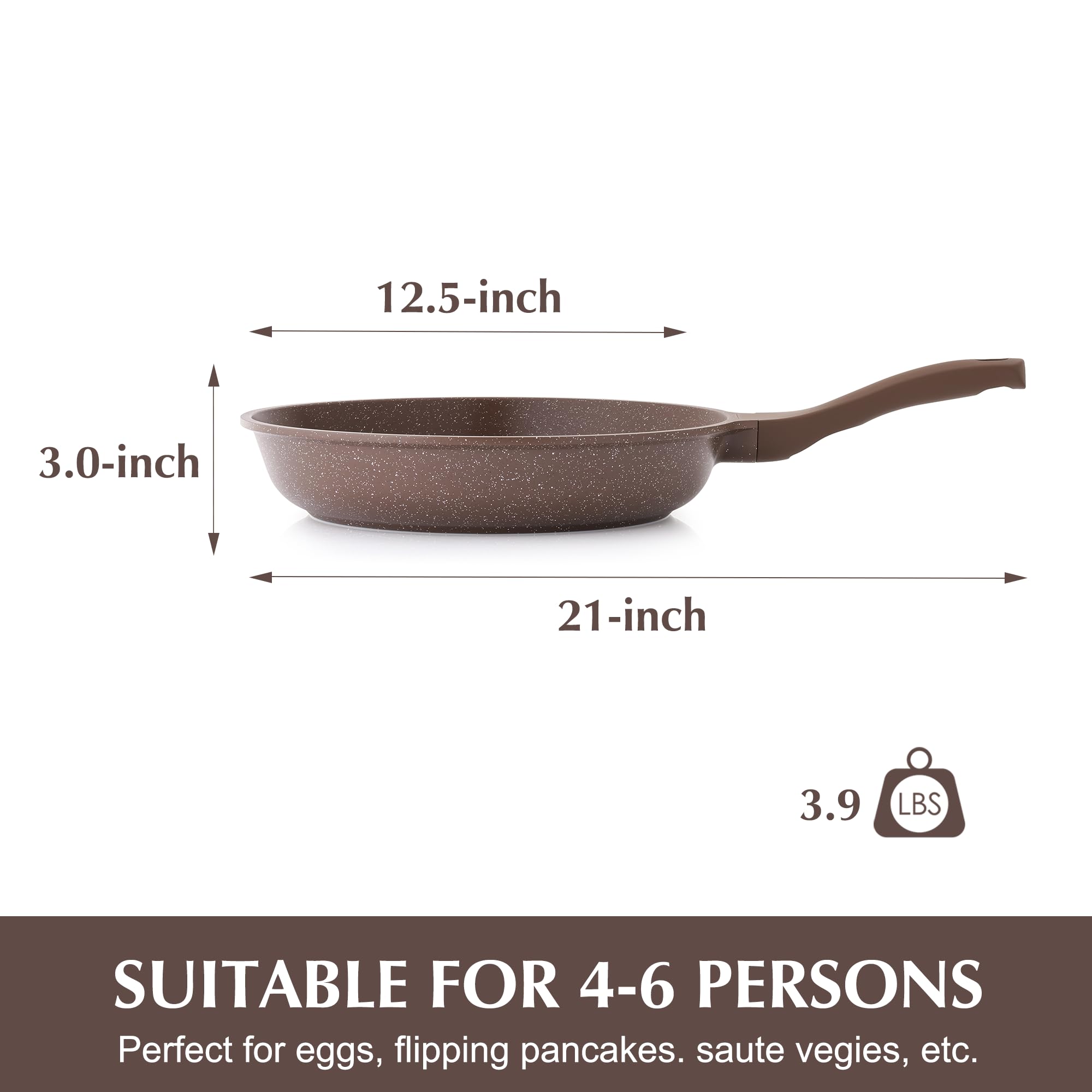 SENSARTE Nonstick Frying Pan Skillet, Swiss Granite Coating Omelette Pan, Healthy Stone Cookware Chef's Pan, PFOA Free (8/9.5/10/11/12.5 Inch) (10 Inch)