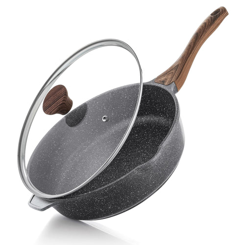 SENSARTE Nonstick Ceramic Sauté Pan 11-Inch/4.3QT, Non-toxic Deep Frying Pan Skillet with Lid, Healthy Jumbo Cooker, Stay Cool Handle, Induction Compatible, PFOA & PFAS Free