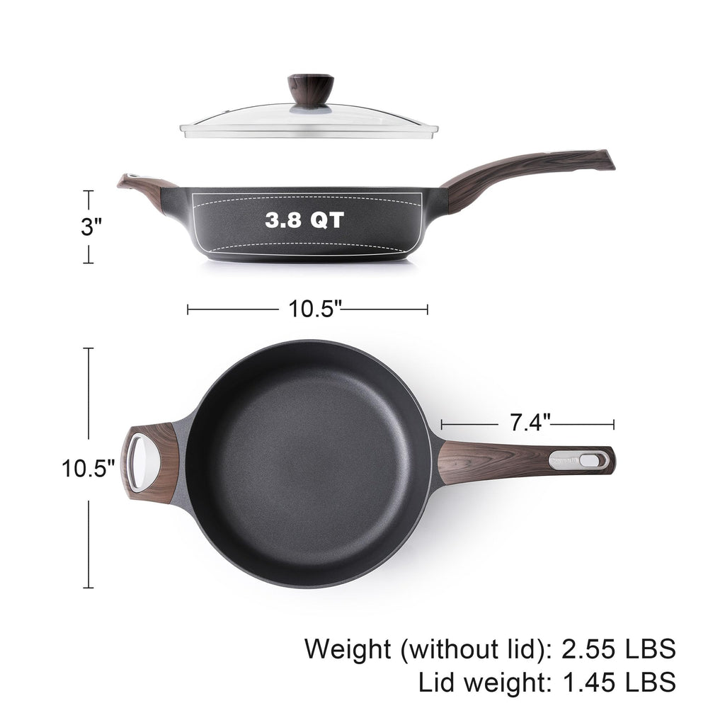 SENSARTE Ceramic Nonstick Frying Pan Skillet with Lid, 12 Inch Large Deep Frying Pan, 5 Qt Saute Pan, Induction Pan, Healthy Non Toxic Cooking Pan with Helper Handle, PFOA PFAS PTFE Free