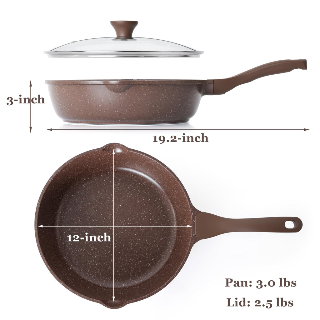 SENSARTE Nonstick Ceramic Sauté Pan 11-Inch/4.3QT, Non-toxic Deep Frying Pan Skillet with Lid, Healthy Jumbo Cooker, Stay Cool Handle, Induction Compatible, PFOA & PFAS Free