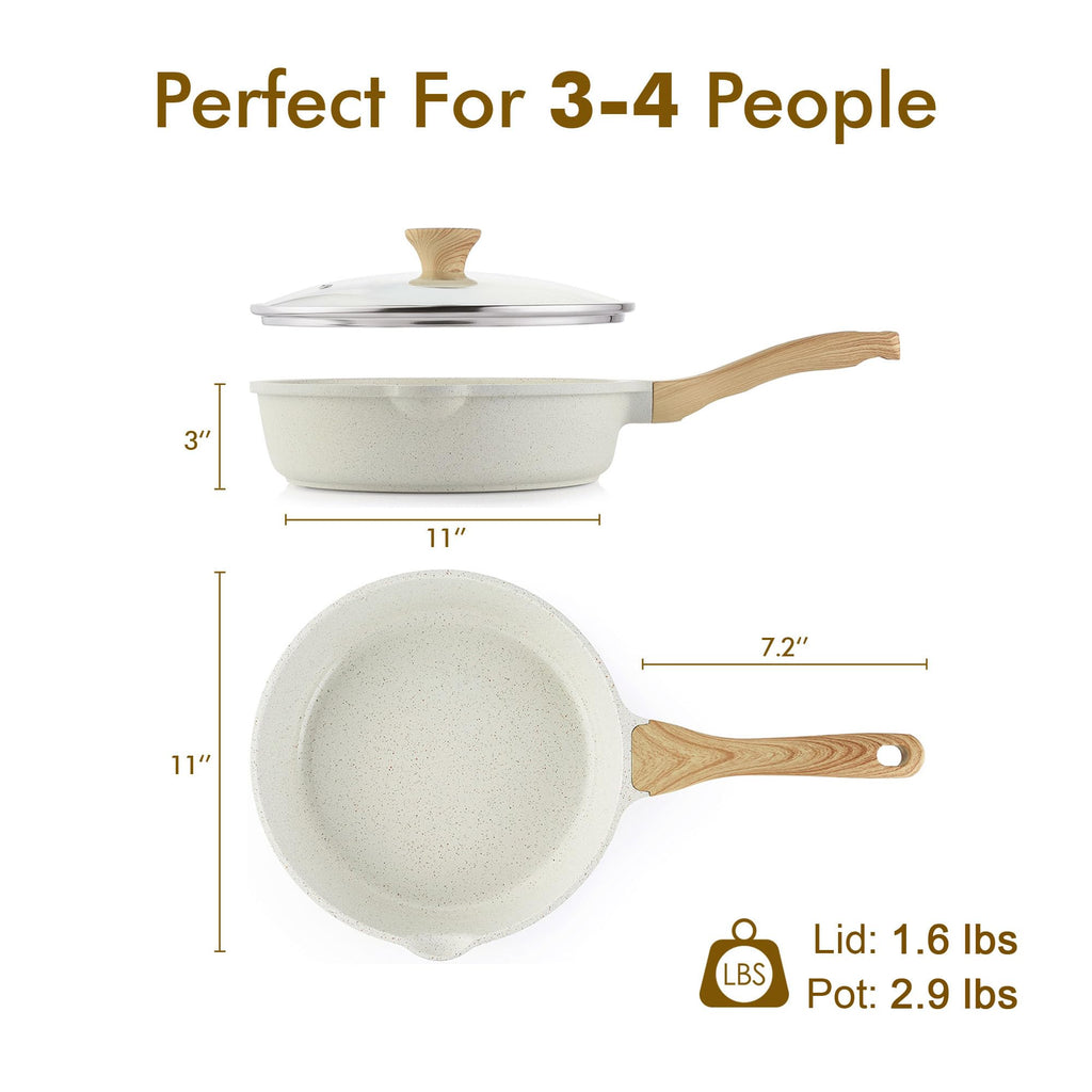 SENSARTE Nonstick Ceramic Sauté Pan 11-Inch/4.3QT, Non-toxic Deep Frying Pan Skillet with Lid, Healthy Jumbo Cooker, Stay Cool Handle, Induction Compatible, PFOA & PFAS Free