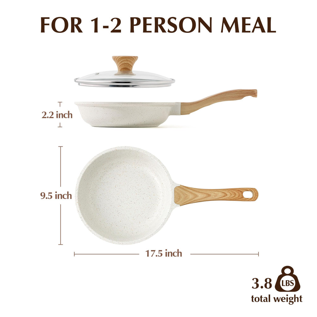 SENSARTE Nonstick Ceramic Frying Pan Skillet with Lid, 11 Inch Omelet Pan, Healthy Non Toxic Chefs Pan, Induction Compatible Egg Pan with Heat Resistant Handle, Free of Intentionally Added PFAS/PTFE