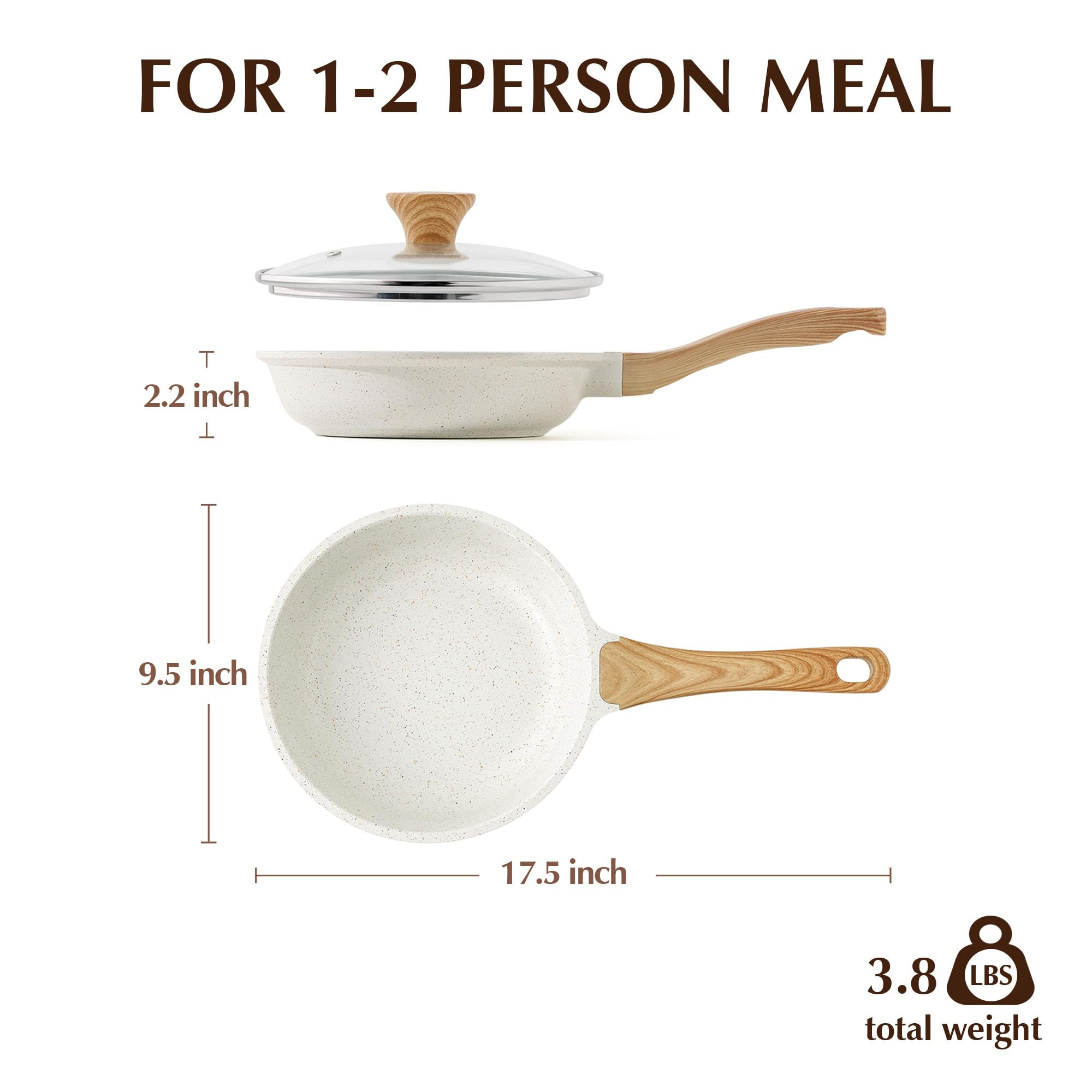 SENSARTE Nonstick Ceramic Frying Pan Skillet with Lid, 11 Inch Omelet Pan, Healthy Non Toxic Chefs Pan, Induction Compatible Egg Pan with Heat Resistant Handle, Free of Intentionally Added PFAS/PTFE