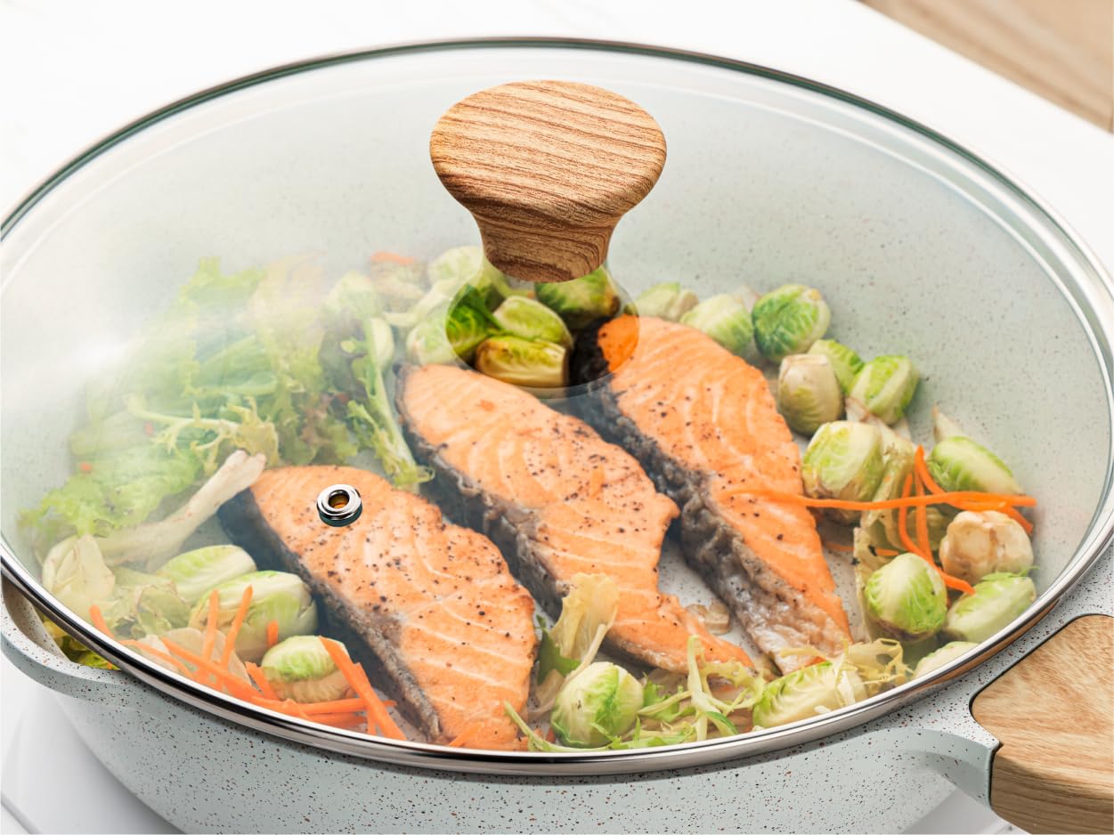 SENSARTE Nonstick Ceramic Sauté Pan 11-Inch/4.3QT, Non-toxic Deep Frying Pan Skillet with Lid, Healthy Jumbo Cooker, Stay Cool Handle, Induction Compatible, PFOA & PFAS Free