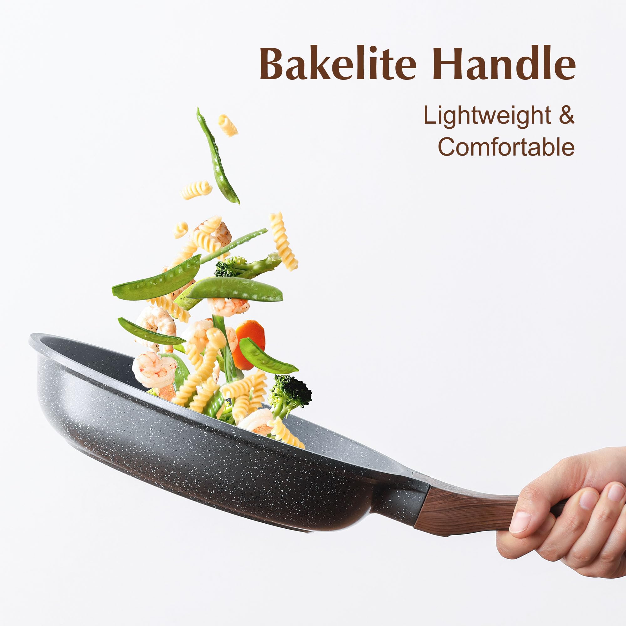 SENSARTE Nonstick Frying Pan Skillet, Swiss Granite Coating Omelette Pan, Healthy Stone Cookware Chef's Pan, PFOA Free (8/9.5/10/11/12.5 Inch) (10 Inch)