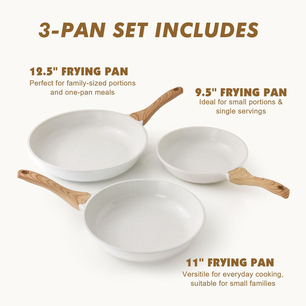 SENSARTE Nonstick Frying Pan Skillets, Swiss Granite Coating Omelette Pans, Healthy Cookware Chef's Pan, Free of Intentionally Added PFOA (8+11Inch with Lid)