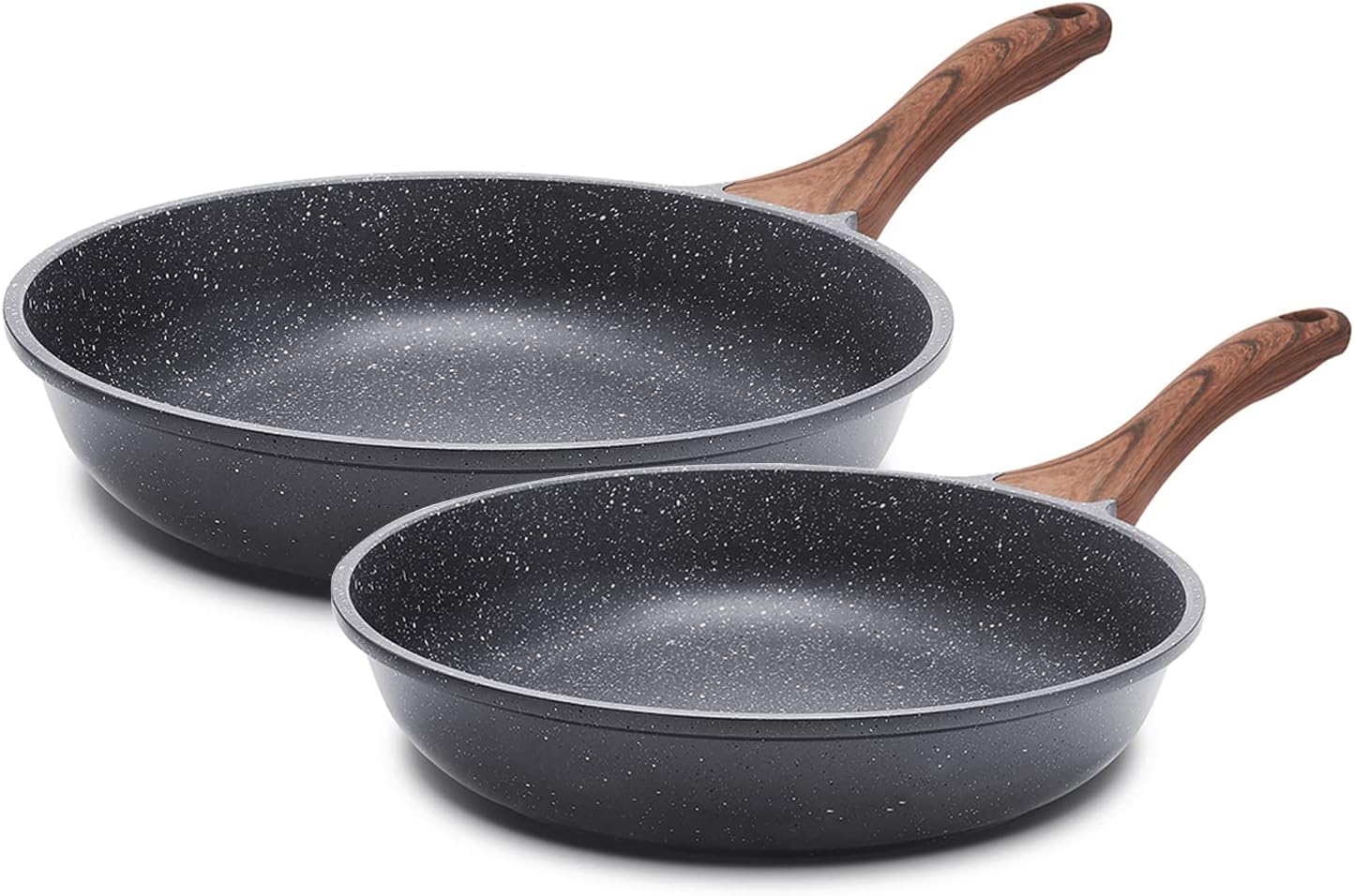 SENSARTE Nonstick Frying Pan Skillet, Swiss Granite Coating Omelette Pan, Healthy Stone Cookware Chef's Pan, PFOA Free (9.5+11 Inch)