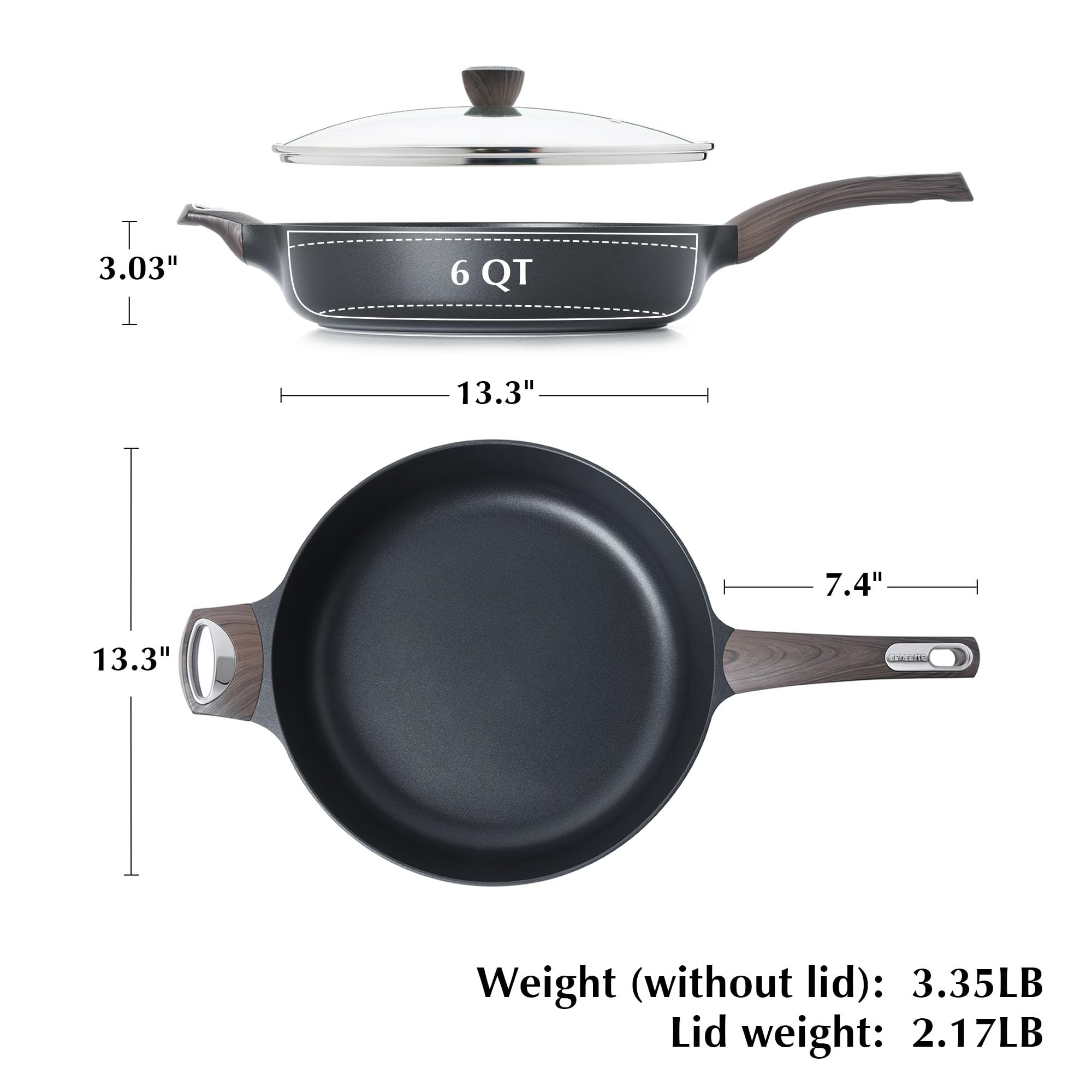 SENSARTE Ceramic Nonstick Frying Pan Skillet with Lid, 12 Inch Large Deep Frying Pan, 5 Qt Saute Pan, Induction Pan, Healthy Non Toxic Cooking Pan with Helper Handle, PFOA PFAS PTFE Free