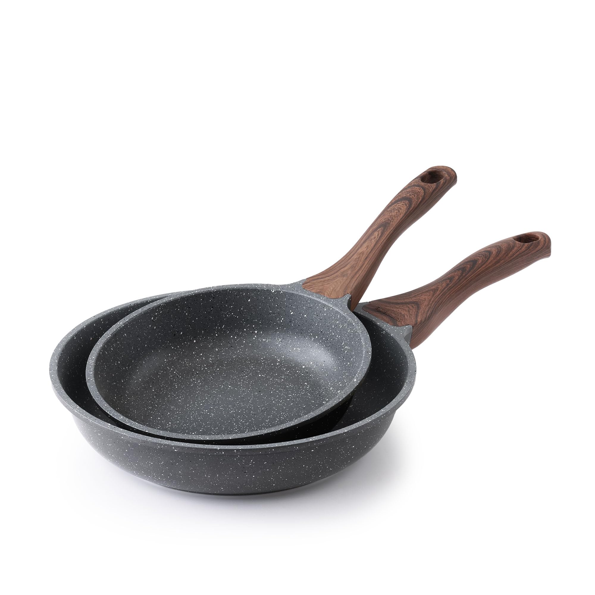 SENSARTE Nonstick Frying Pan Skillets, Swiss Granite Coating Omelette Pans, Healthy Cookware Chef's Pan, Free of Intentionally Added PFOA (8+11Inch with Lid)