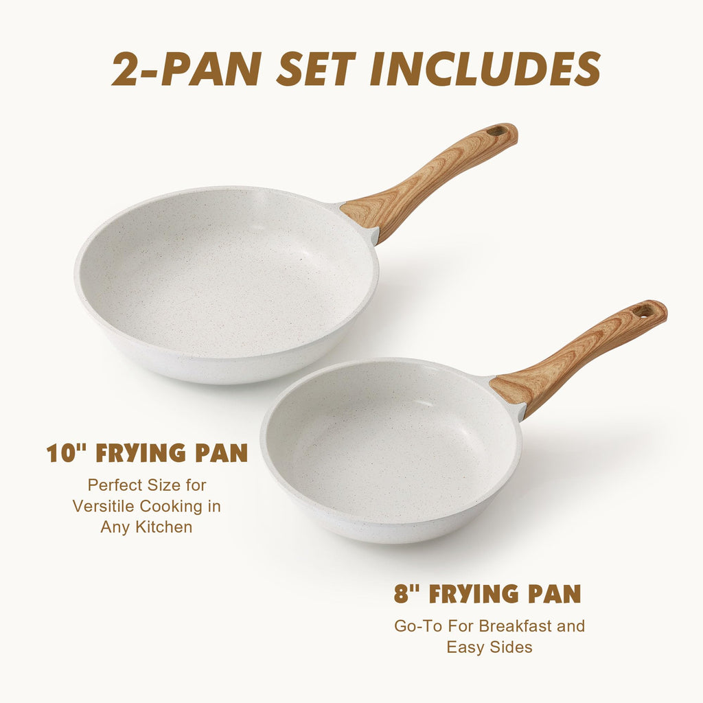 SENSARTE Nonstick Frying Pan Skillets, Swiss Granite Coating Omelette Pans, Healthy Cookware Chef's Pan, Free of Intentionally Added PFOA (8+11Inch with Lid)