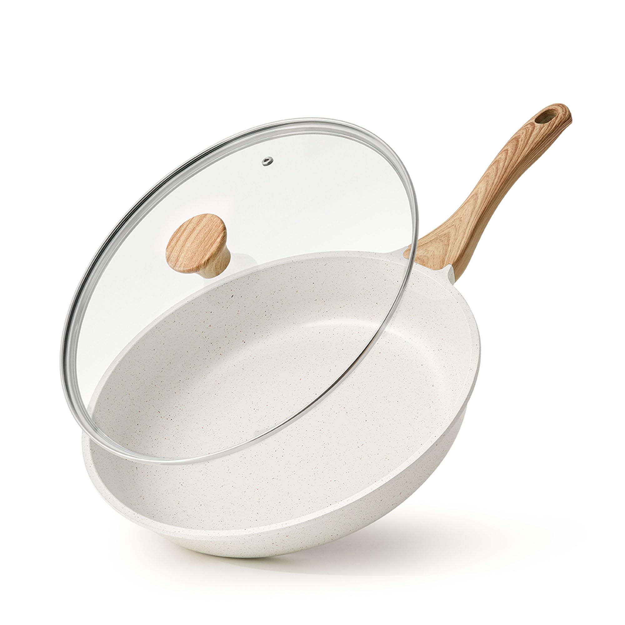 SENSARTE Nonstick Ceramic Frying Pan Skillet with Lid, 11 Inch Omelet Pan, Healthy Non Toxic Chefs Pan, Induction Compatible Egg Pan with Heat Resistant Handle, Free of Intentionally Added PFAS/PTFE