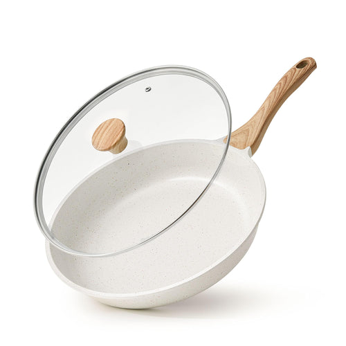 SENSARTE Nonstick Ceramic Frying Pan Skillet with Lid, 11 Inch Omelet Pan, Healthy Non Toxic Chefs Pan, Induction Compatible Egg Pan with Heat Resistant Handle, Free of Intentionally Added PFAS/PTFE