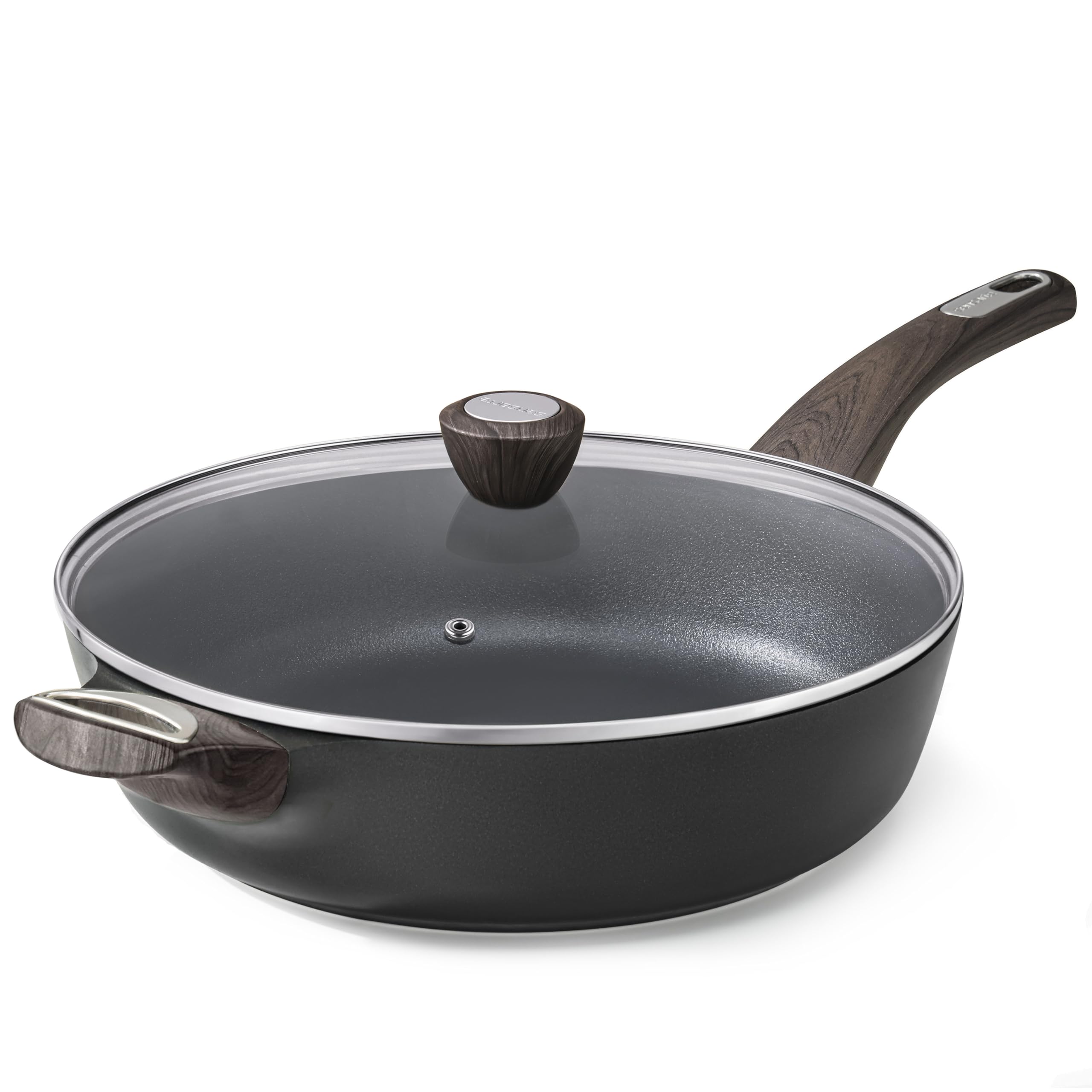 SENSARTE Ceramic Nonstick Frying Pan Skillet with Lid, 12 Inch Large Deep Frying Pan, 5 Qt Saute Pan, Induction Pan, Healthy Non Toxic Cooking Pan with Helper Handle, PFOA PFAS PTFE Free