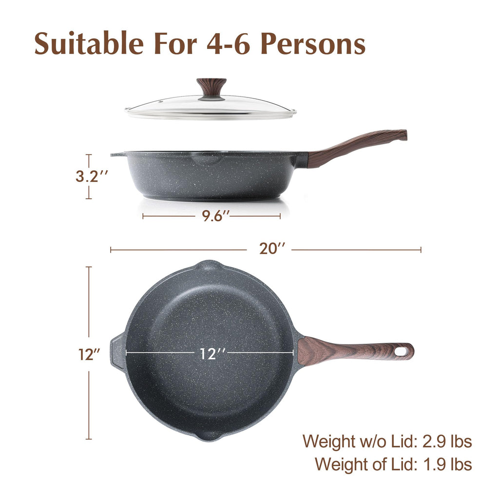 SENSARTE Nonstick Ceramic Sauté Pan 11-Inch/4.3QT, Non-toxic Deep Frying Pan Skillet with Lid, Healthy Jumbo Cooker, Stay Cool Handle, Induction Compatible, PFOA & PFAS Free