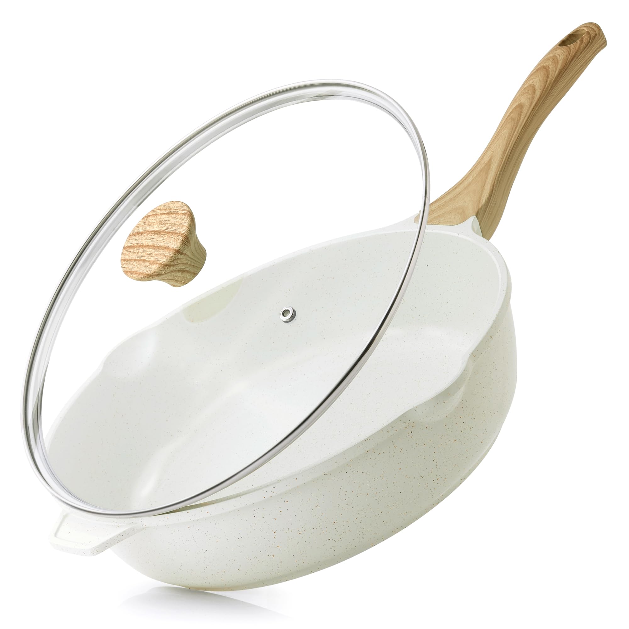 SENSARTE Nonstick Ceramic Sauté Pan 11-Inch/4.3QT, Non-toxic Deep Frying Pan Skillet with Lid, Healthy Jumbo Cooker, Stay Cool Handle, Induction Compatible, PFOA & PFAS Free