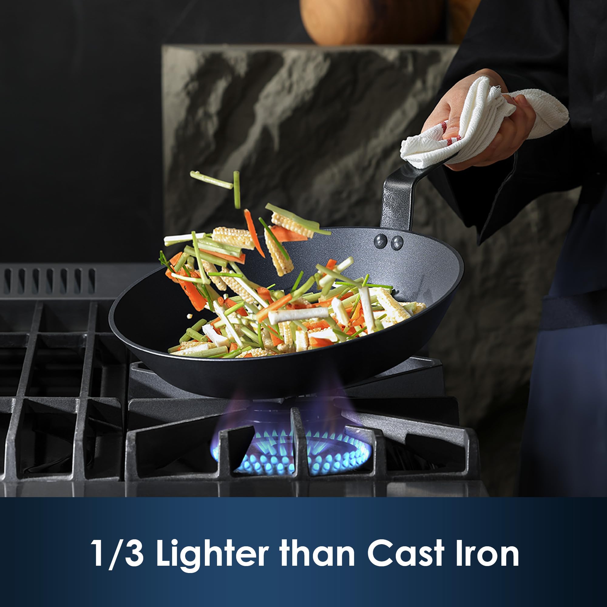 SENSARTE Nonstick Frying Pan Set 2-Piece, Oven Safe Skillets with Swiss Coating, Induction Compatible Chef Pan Set, Dishwasher Safe Cooking Pans, PFOA PFOS Free, 8 and 10 Inch
