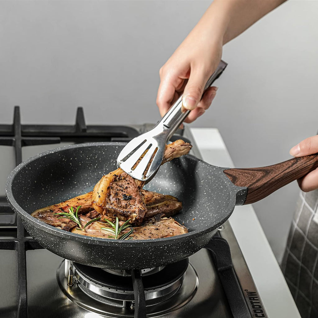 SENSARTE Nonstick Frying Pan Skillet, Swiss Granite Coating Omelette Pan, Healthy Stone Cookware Chef's Pan, PFOA Free (9.5+11 Inch)