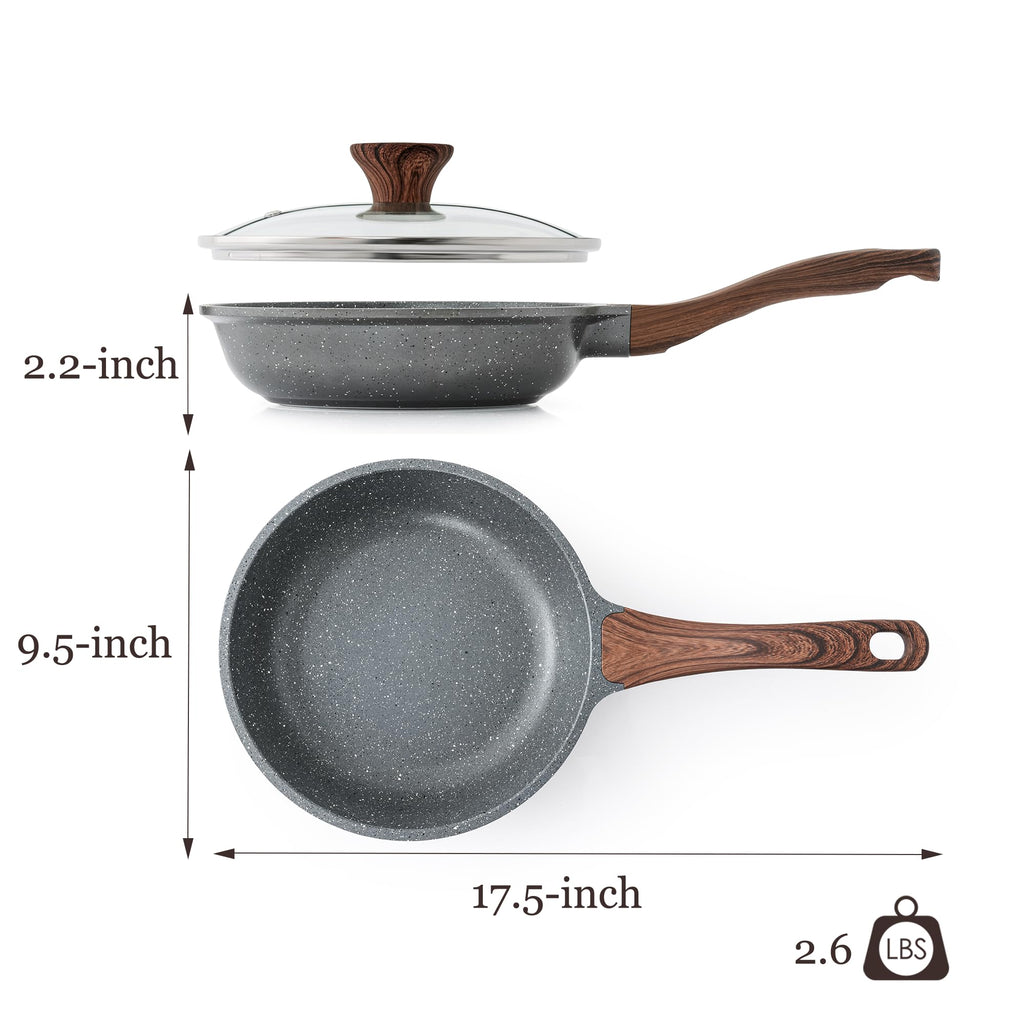 SENSARTE Nonstick Ceramic Frying Pan Skillet with Lid, 11 Inch Omelet Pan, Healthy Non Toxic Chefs Pan, Induction Compatible Egg Pan with Heat Resistant Handle, Free of Intentionally Added PFAS/PTFE