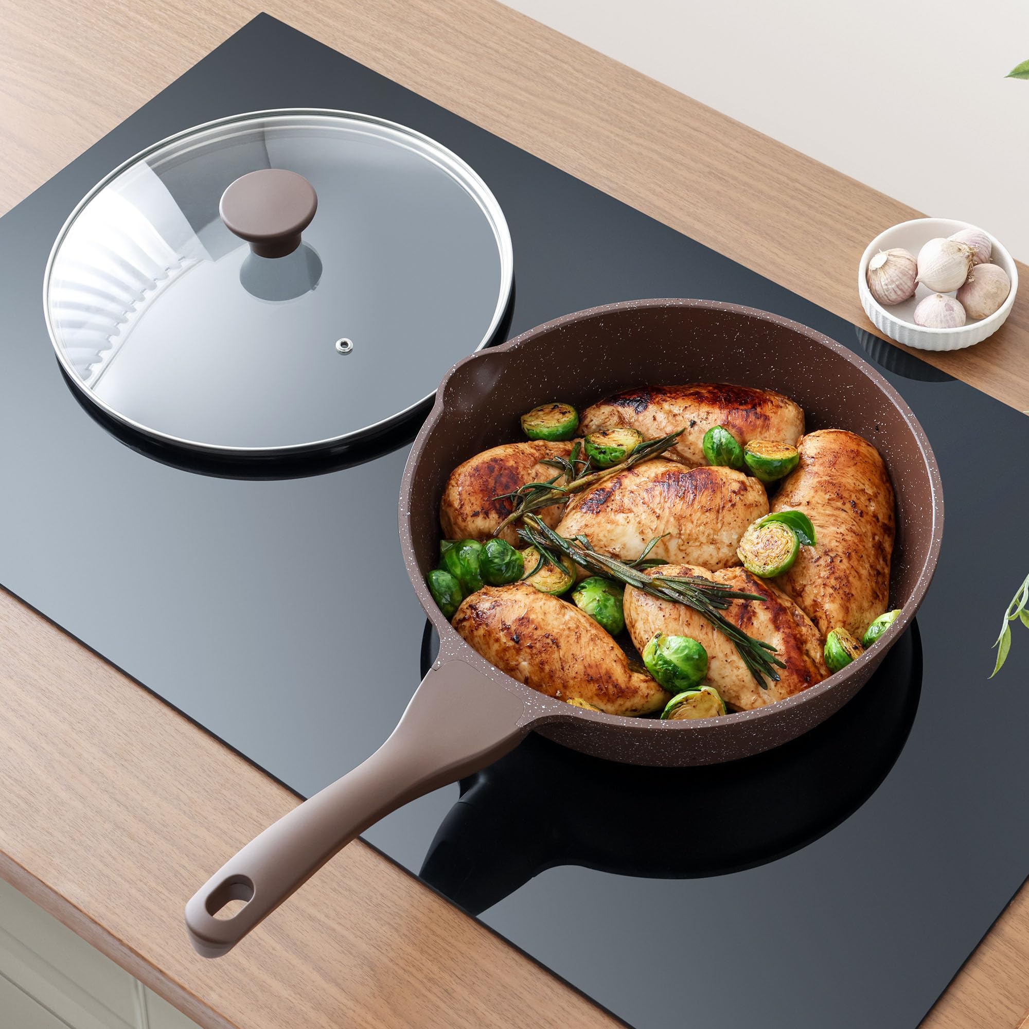 SENSARTE Nonstick Ceramic Sauté Pan 11-Inch/4.3QT, Non-toxic Deep Frying Pan Skillet with Lid, Healthy Jumbo Cooker, Stay Cool Handle, Induction Compatible, PFOA & PFAS Free