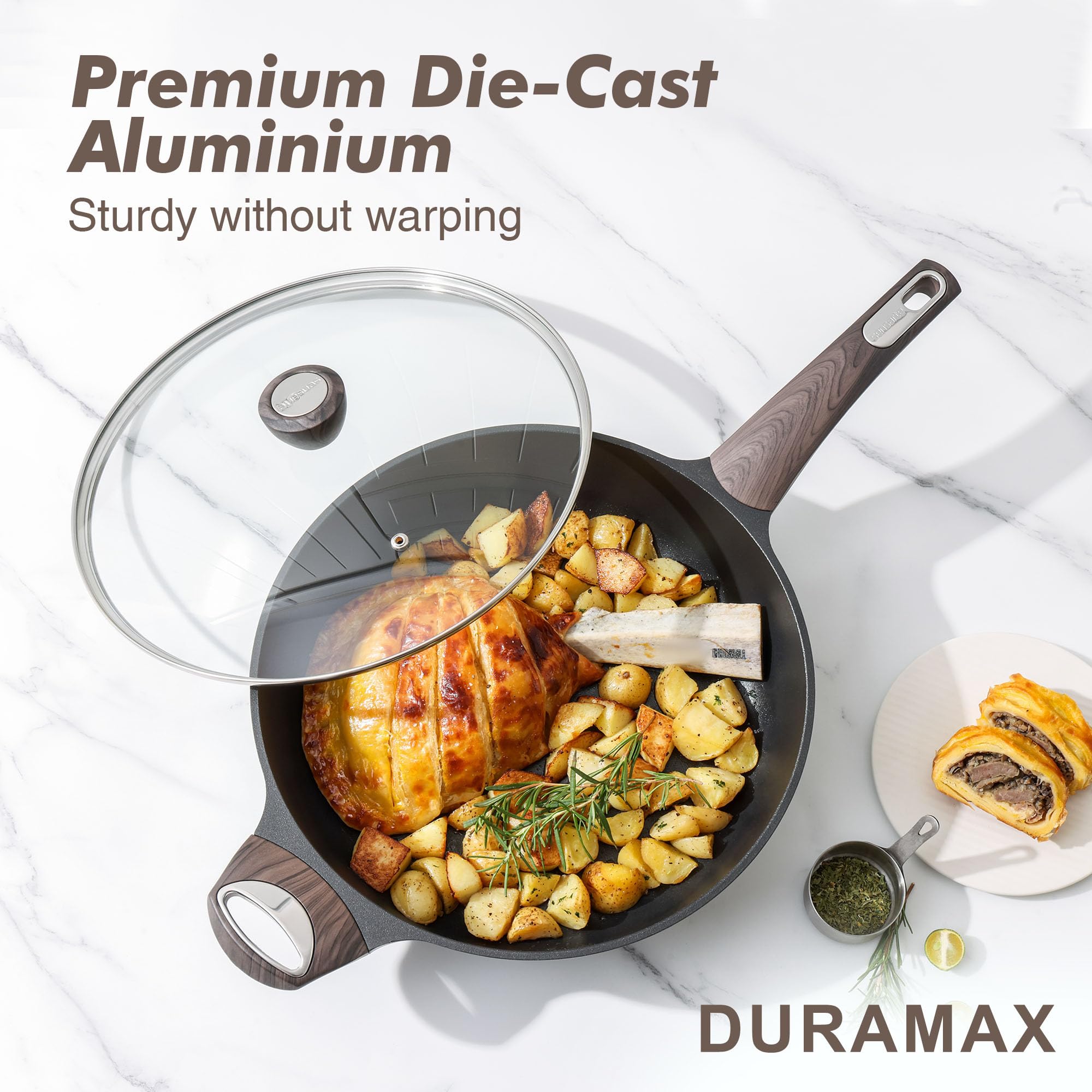 SENSARTE Ceramic Nonstick Frying Pan Skillet with Lid, 12 Inch Large Deep Frying Pan, 5 Qt Saute Pan, Induction Pan, Healthy Non Toxic Cooking Pan with Helper Handle, PFOA PFAS PTFE Free