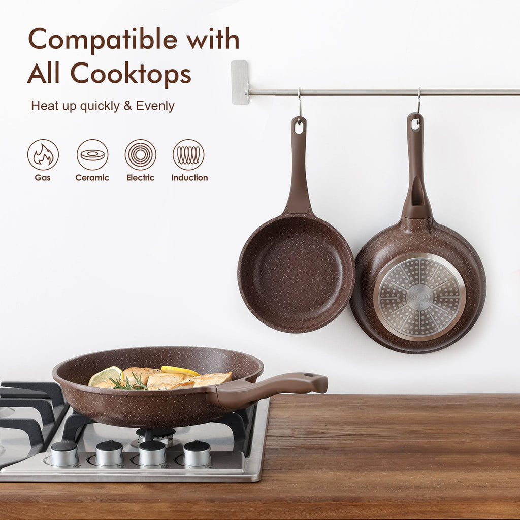 SENSARTE Nonstick Frying Pan Skillet, Swiss Granite Coating Omelette Pan, Healthy Stone Cookware Chef's Pan, PFOA Free (8/9.5/10/11/12.5 Inch) (10 Inch)