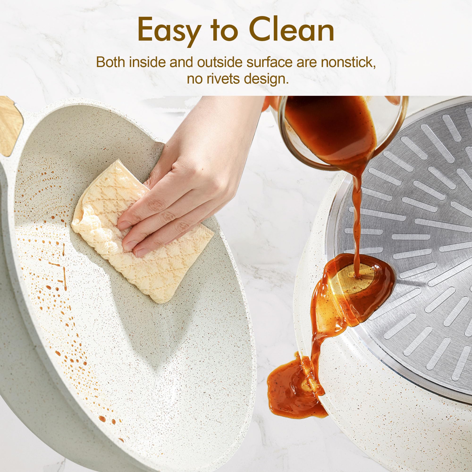SENSARTE Nonstick Ceramic Sauté Pan 11-Inch/4.3QT, Non-toxic Deep Frying Pan Skillet with Lid, Healthy Jumbo Cooker, Stay Cool Handle, Induction Compatible, PFOA & PFAS Free