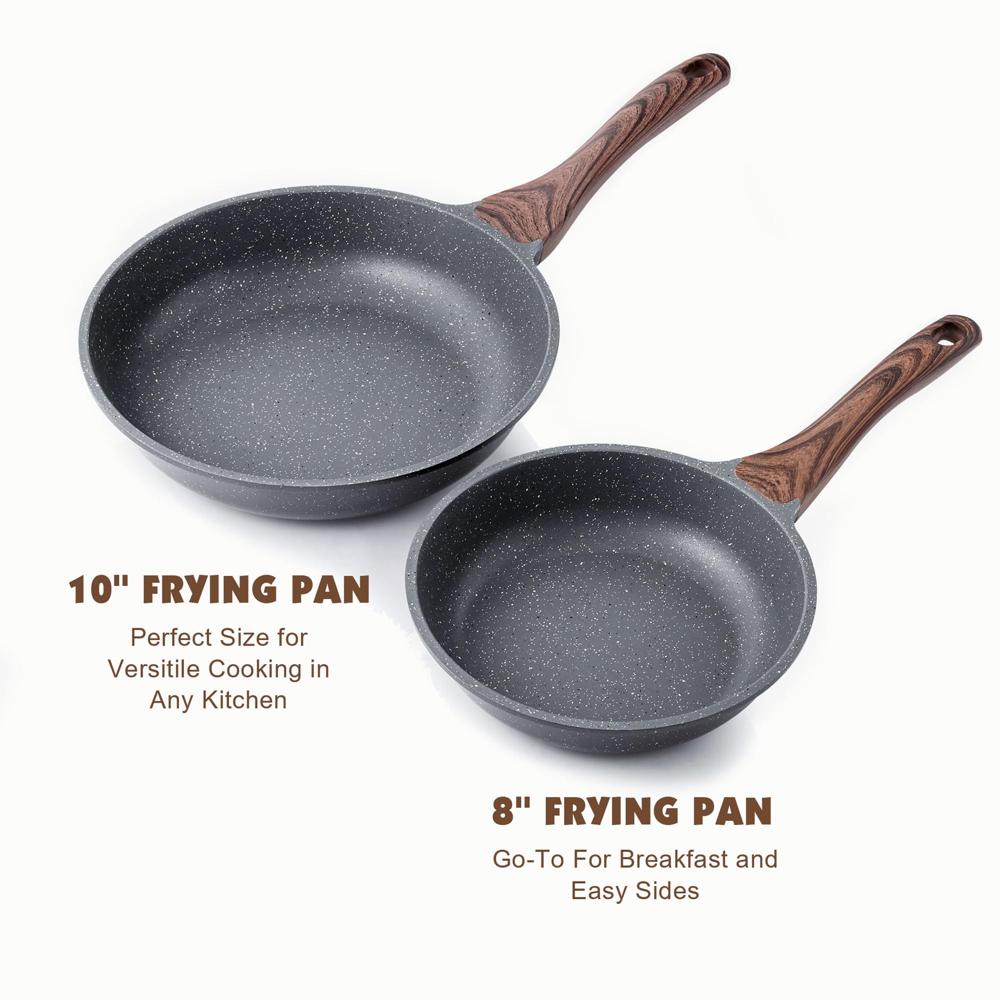 SENSARTE Nonstick Frying Pan Skillet, Swiss Granite Coating Omelette Pan, Healthy Stone Cookware Chef's Pan, PFOA Free (8/9.5/10/11/12.5 Inch) (10 Inch)
