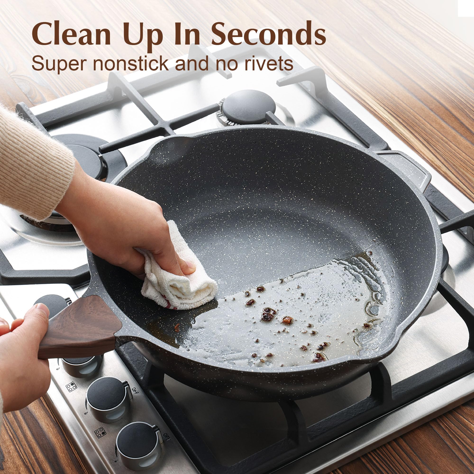 SENSARTE Nonstick Ceramic Sauté Pan 11-Inch/4.3QT, Non-toxic Deep Frying Pan Skillet with Lid, Healthy Jumbo Cooker, Stay Cool Handle, Induction Compatible, PFOA & PFAS Free