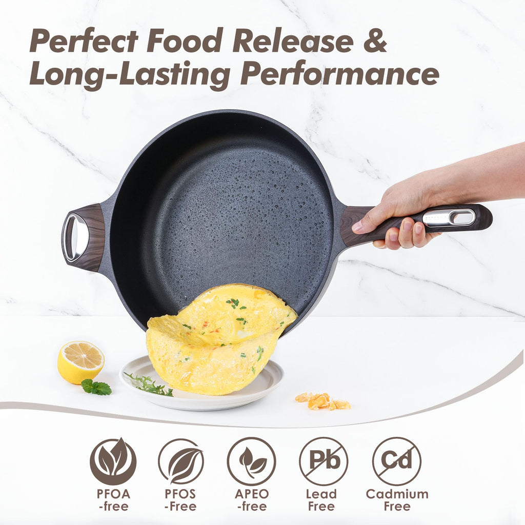SENSARTE Ceramic Nonstick Frying Pan Skillet with Lid, 12 Inch Large Deep Frying Pan, 5 Qt Saute Pan, Induction Pan, Healthy Non Toxic Cooking Pan with Helper Handle, PFOA PFAS PTFE Free