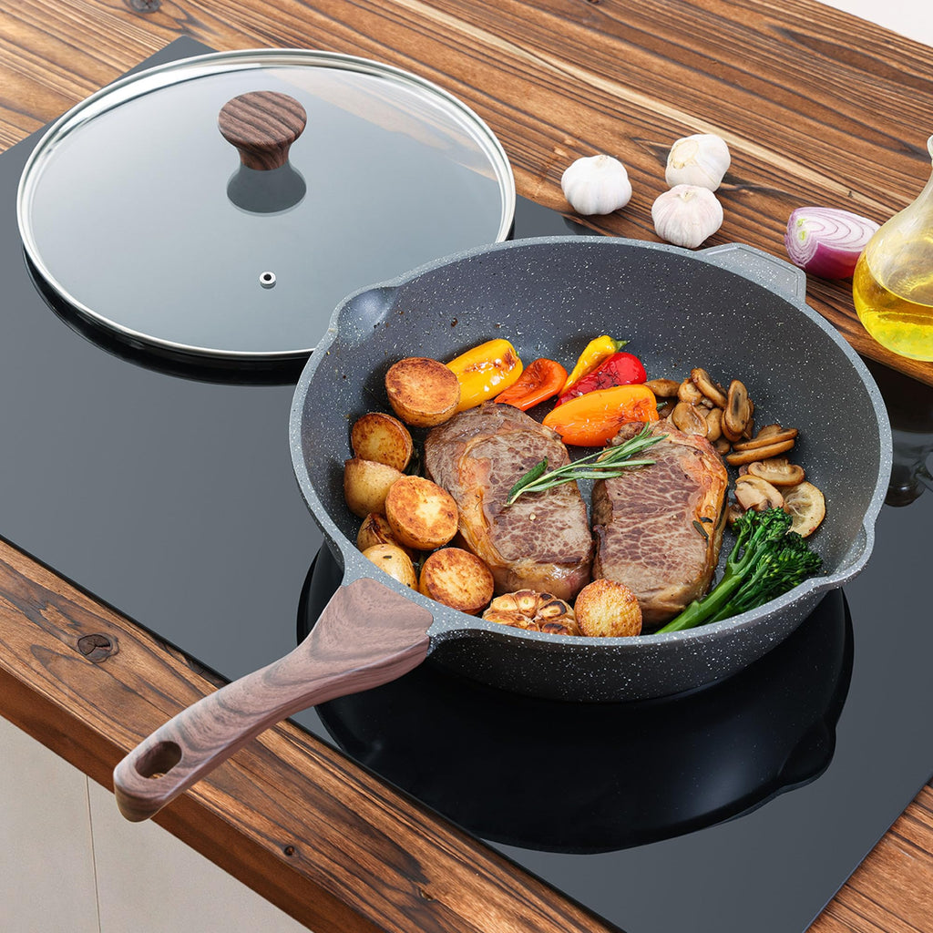 SENSARTE Nonstick Ceramic Sauté Pan 11-Inch/4.3QT, Non-toxic Deep Frying Pan Skillet with Lid, Healthy Jumbo Cooker, Stay Cool Handle, Induction Compatible, PFOA & PFAS Free