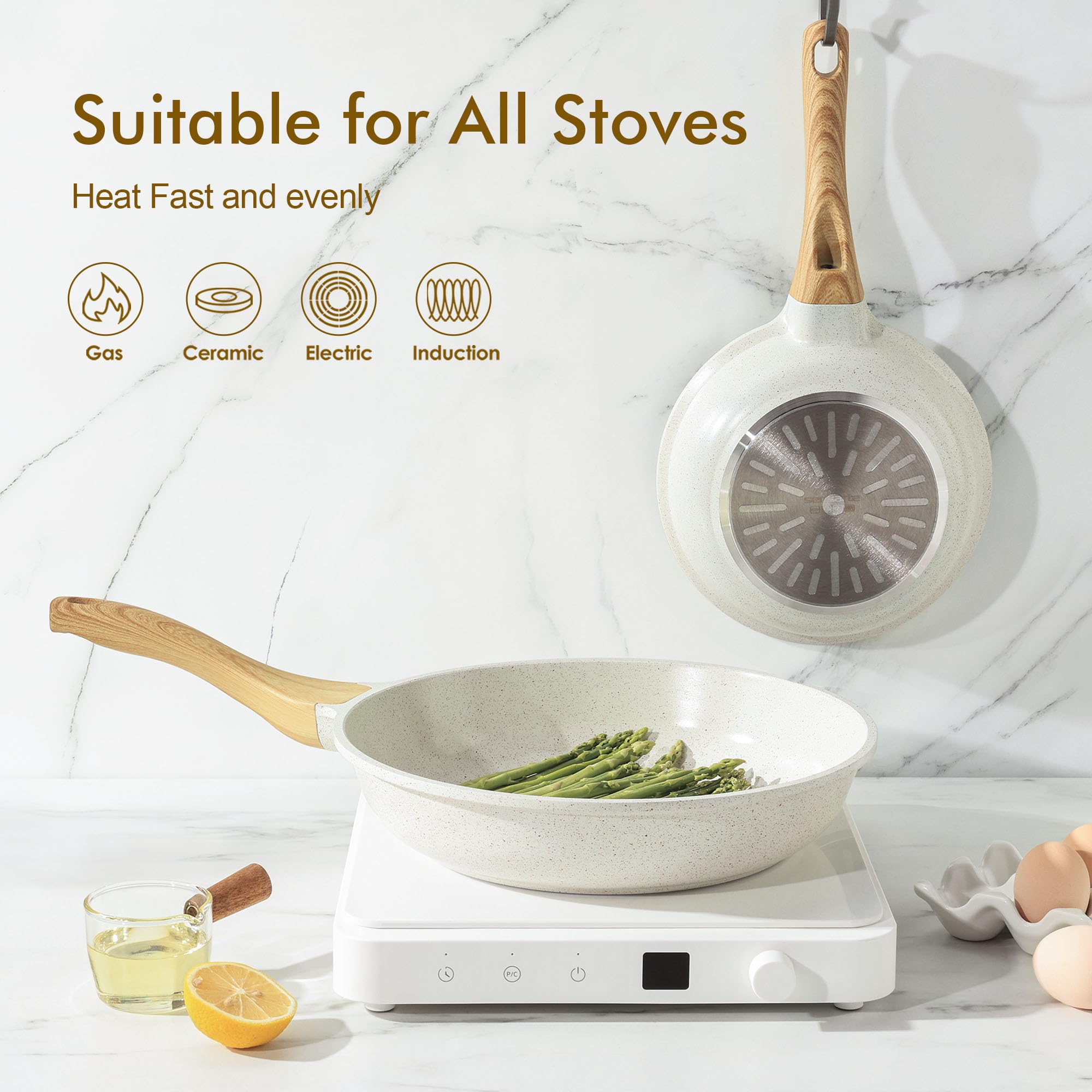 SENSARTE Nonstick Frying Pan Skillet, Swiss Granite Coating Omelette Pan, Healthy Stone Cookware Chef's Pan, PFOA Free (8/9.5/10/11/12.5 Inch) (10 Inch)