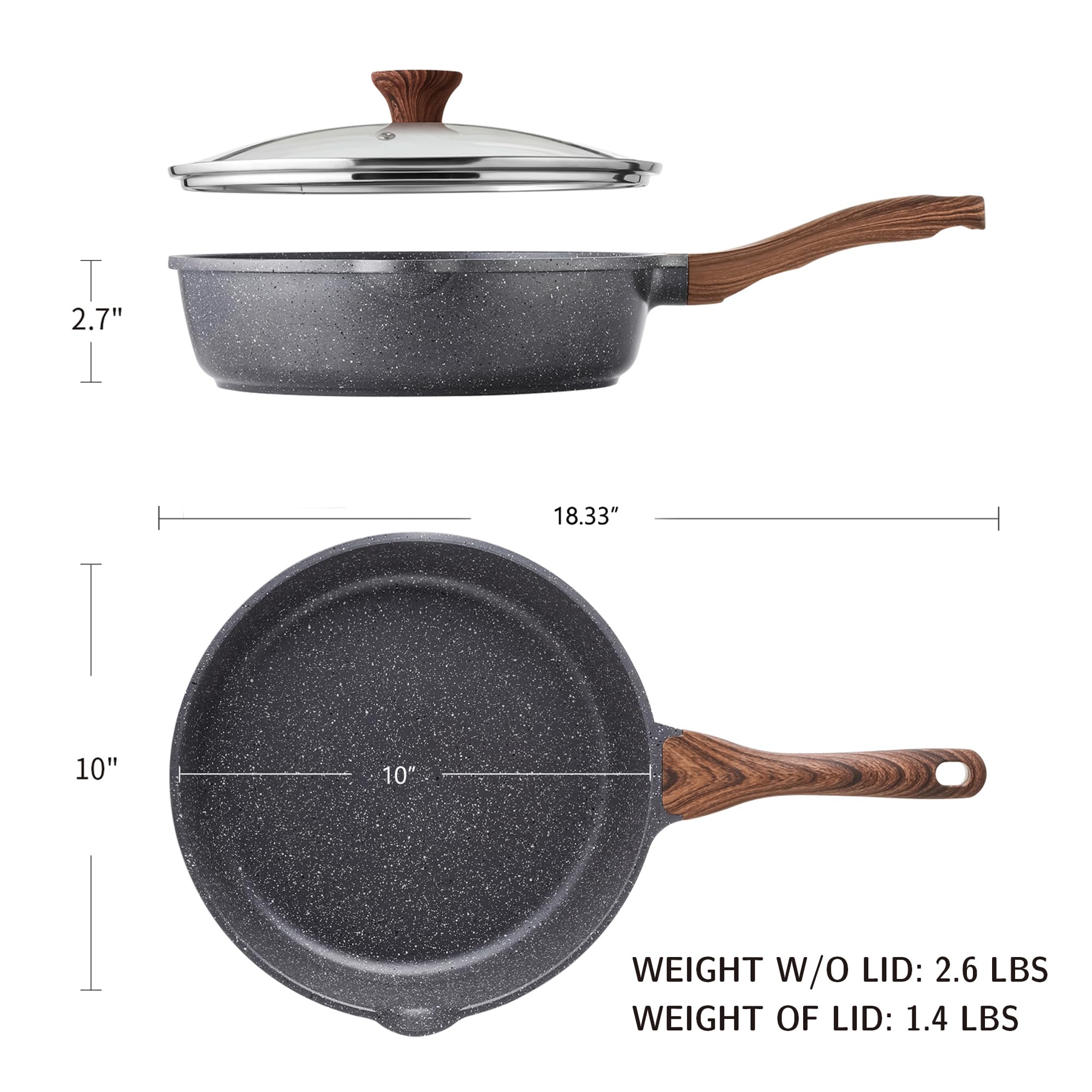 SENSARTE Nonstick Ceramic Sauté Pan 11-Inch/4.3QT, Non-toxic Deep Frying Pan Skillet with Lid, Healthy Jumbo Cooker, Stay Cool Handle, Induction Compatible, PFOA & PFAS Free