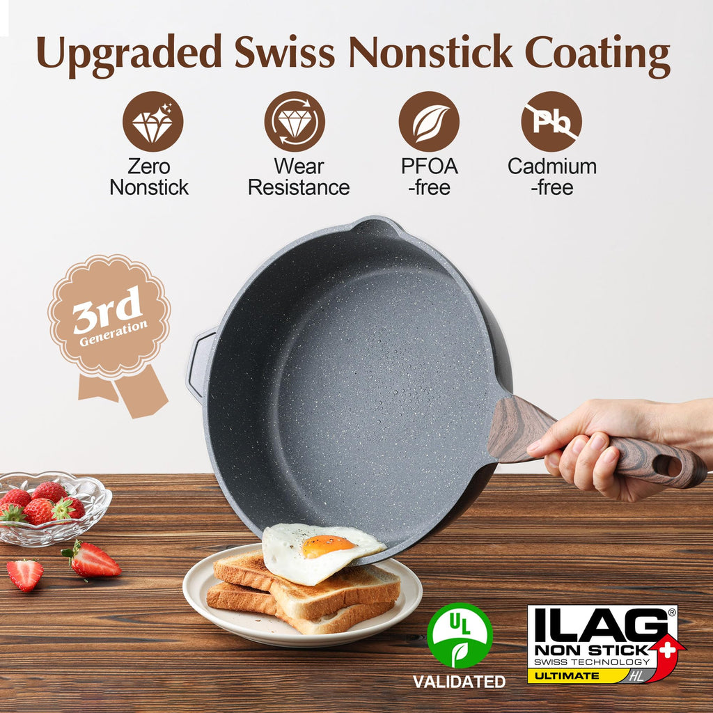 SENSARTE Nonstick Ceramic Sauté Pan 11-Inch/4.3QT, Non-toxic Deep Frying Pan Skillet with Lid, Healthy Jumbo Cooker, Stay Cool Handle, Induction Compatible, PFOA & PFAS Free