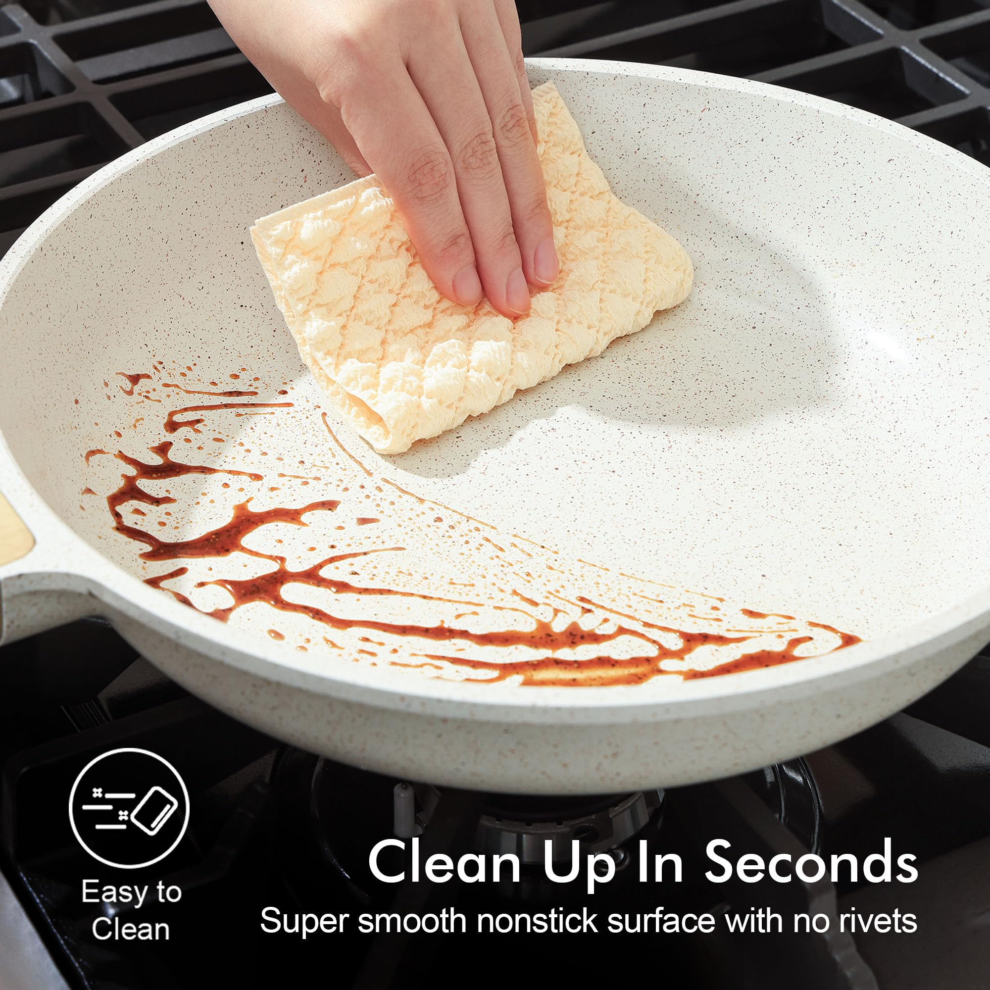 SENSARTE Nonstick Frying Pan Skillet, Swiss Granite Coating Omelette Pan, Healthy Stone Cookware Chef's Pan, PFOA Free (8/9.5/10/11/12.5 Inch) (10 Inch)