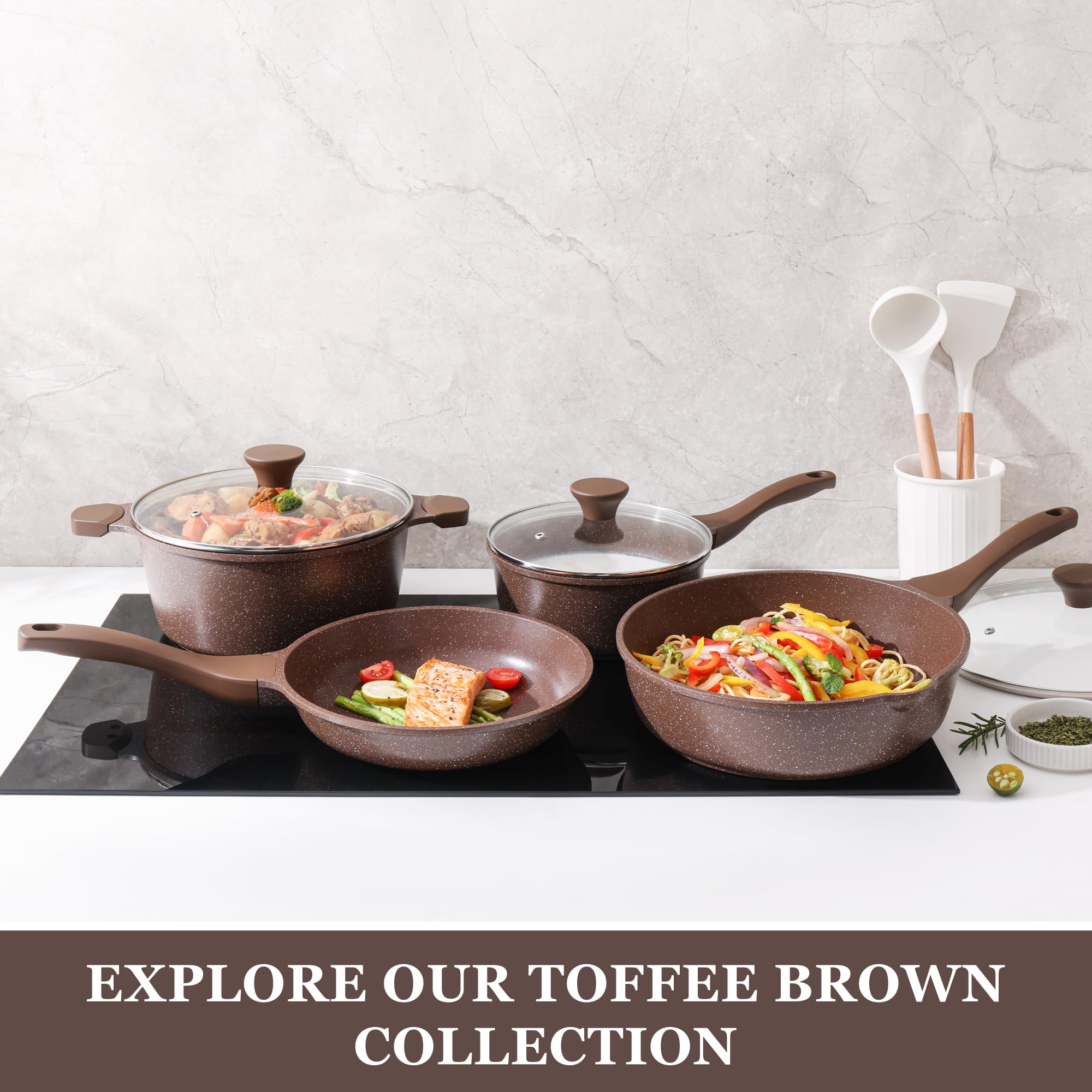SENSARTE Nonstick Frying Pan Skillet, Swiss Granite Coating Omelette Pan, Healthy Stone Cookware Chef's Pan, PFOA Free (8/9.5/10/11/12.5 Inch) (10 Inch)