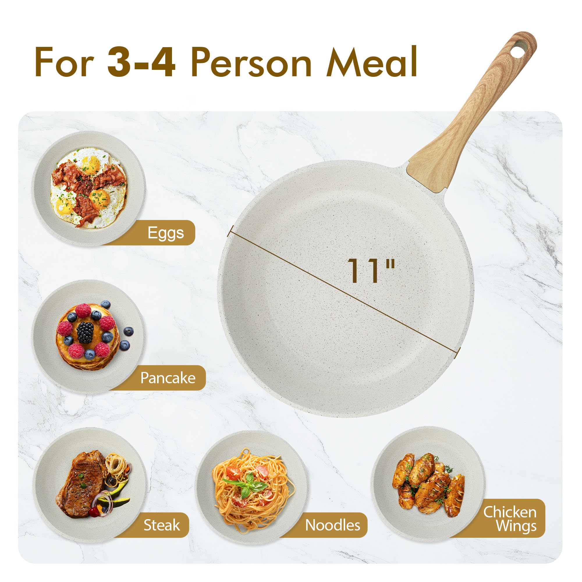 SENSARTE Nonstick Frying Pan Skillet, Swiss Granite Coating Omelette Pan, Healthy Stone Cookware Chef's Pan, PFOA Free (8/9.5/10/11/12.5 Inch) (10 Inch)