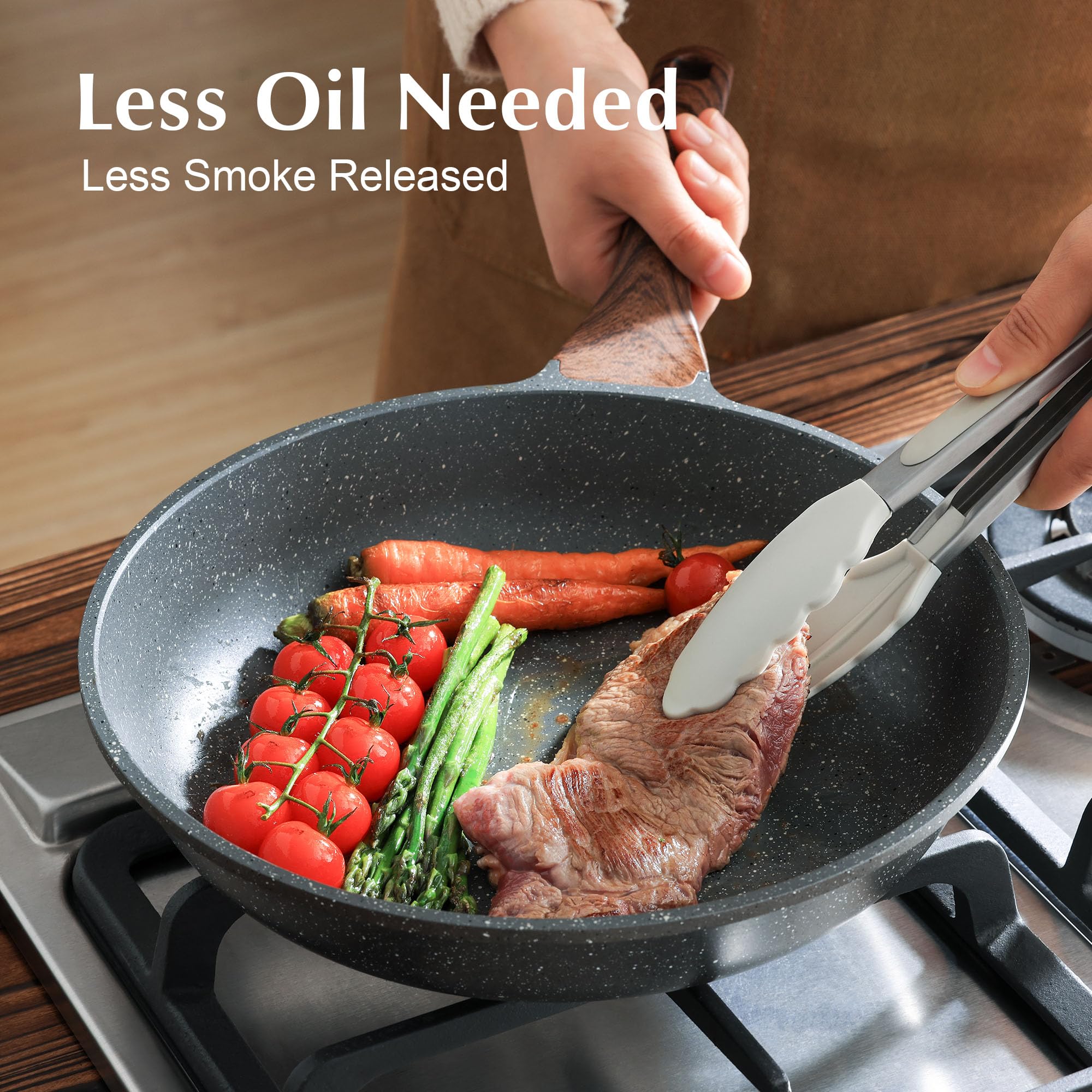 SENSARTE Nonstick Ceramic Frying Pan Skillet with Lid, 11 Inch Omelet Pan, Healthy Non Toxic Chefs Pan, Induction Compatible Egg Pan with Heat Resistant Handle, Free of Intentionally Added PFAS/PTFE
