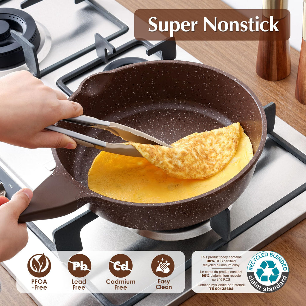 SENSARTE Nonstick Ceramic Sauté Pan 11-Inch/4.3QT, Non-toxic Deep Frying Pan Skillet with Lid, Healthy Jumbo Cooker, Stay Cool Handle, Induction Compatible, PFOA & PFAS Free