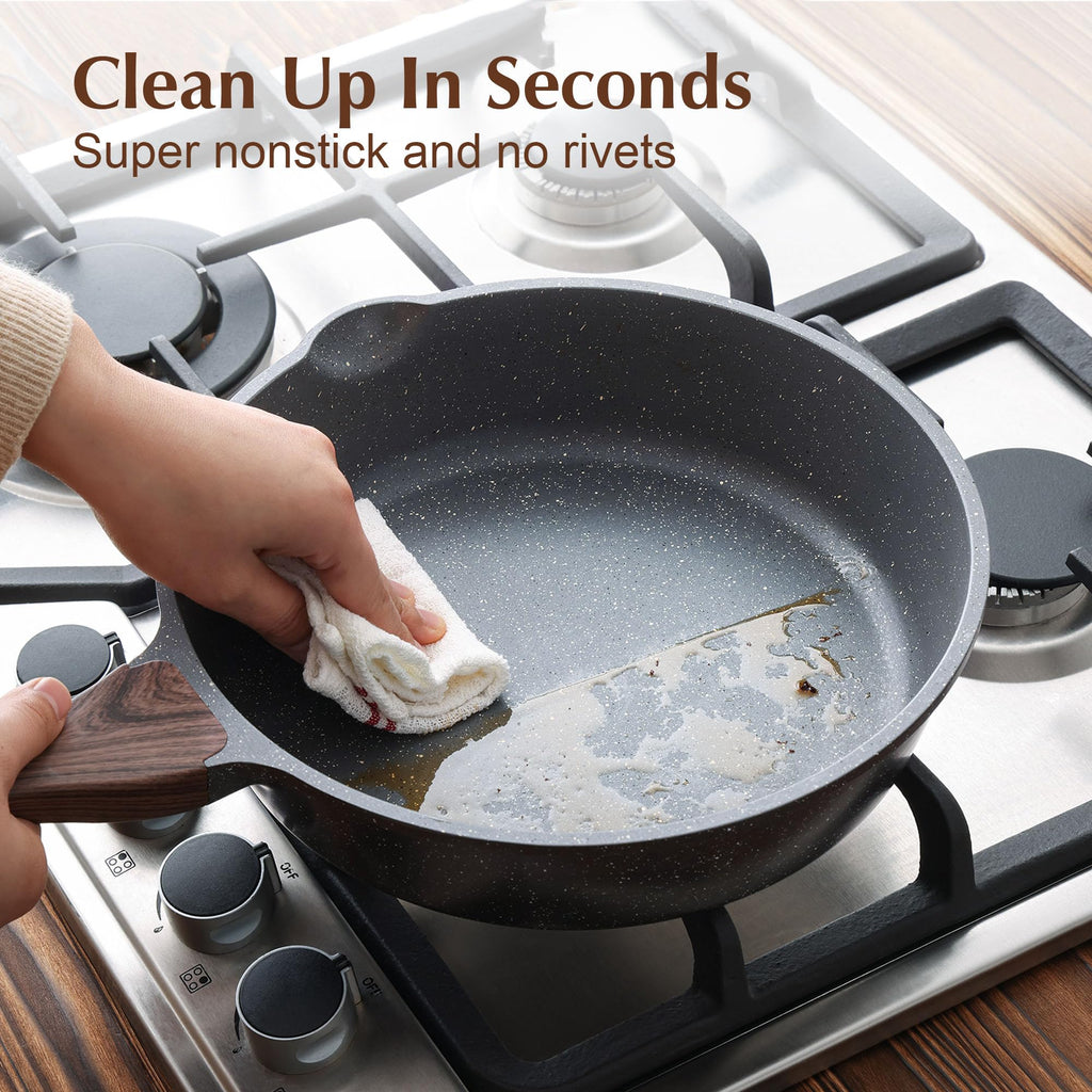 SENSARTE Nonstick Ceramic Sauté Pan 11-Inch/4.3QT, Non-toxic Deep Frying Pan Skillet with Lid, Healthy Jumbo Cooker, Stay Cool Handle, Induction Compatible, PFOA & PFAS Free