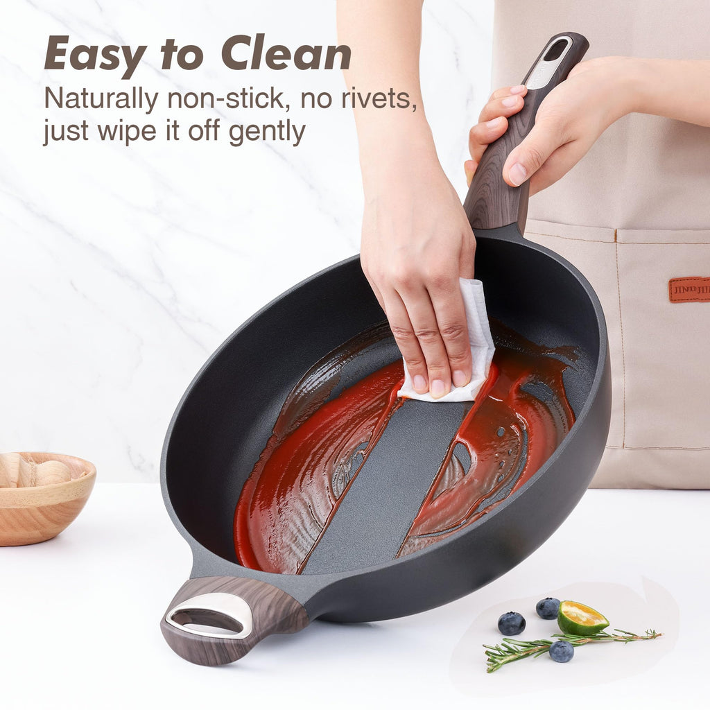 SENSARTE Ceramic Nonstick Frying Pan Skillet with Lid, 12 Inch Large Deep Frying Pan, 5 Qt Saute Pan, Induction Pan, Healthy Non Toxic Cooking Pan with Helper Handle, PFOA PFAS PTFE Free