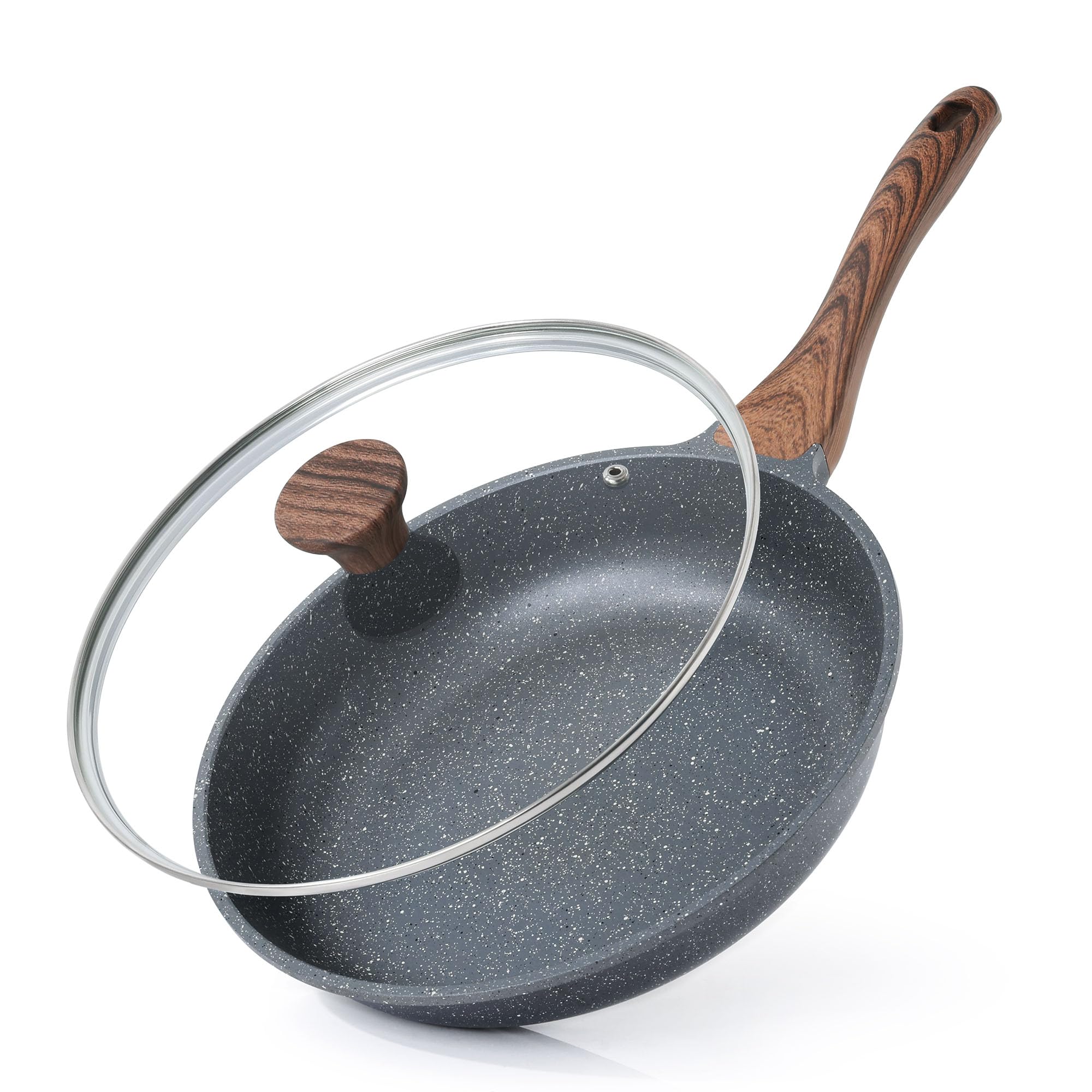 SENSARTE Nonstick Ceramic Frying Pan Skillet with Lid, 11 Inch Omelet Pan, Healthy Non Toxic Chefs Pan, Induction Compatible Egg Pan with Heat Resistant Handle, Free of Intentionally Added PFAS/PTFE